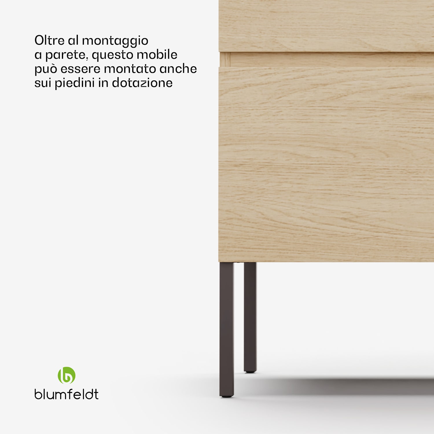 Johnstone portalavabo, mobiletto per il bagno, armadietto da bagno, 80 cm, con lavabo in ceramica, funzione soft close, 2 cassetti, pratico spazio per riporre gli oggetti, legno naturale 80_cm