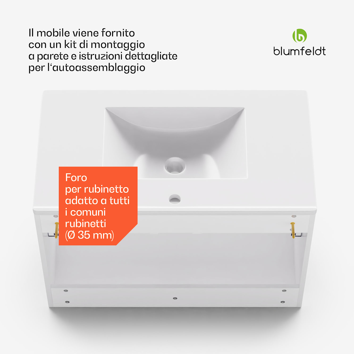 Johnstone portalavabo, mobiletto per il bagno, armadietto da bagno, 80 cm, con lavabo in ceramica, funzione soft close, 2 cassetti, pratico spazio per riporre gli oggetti, splendente 80_cm | Bianco