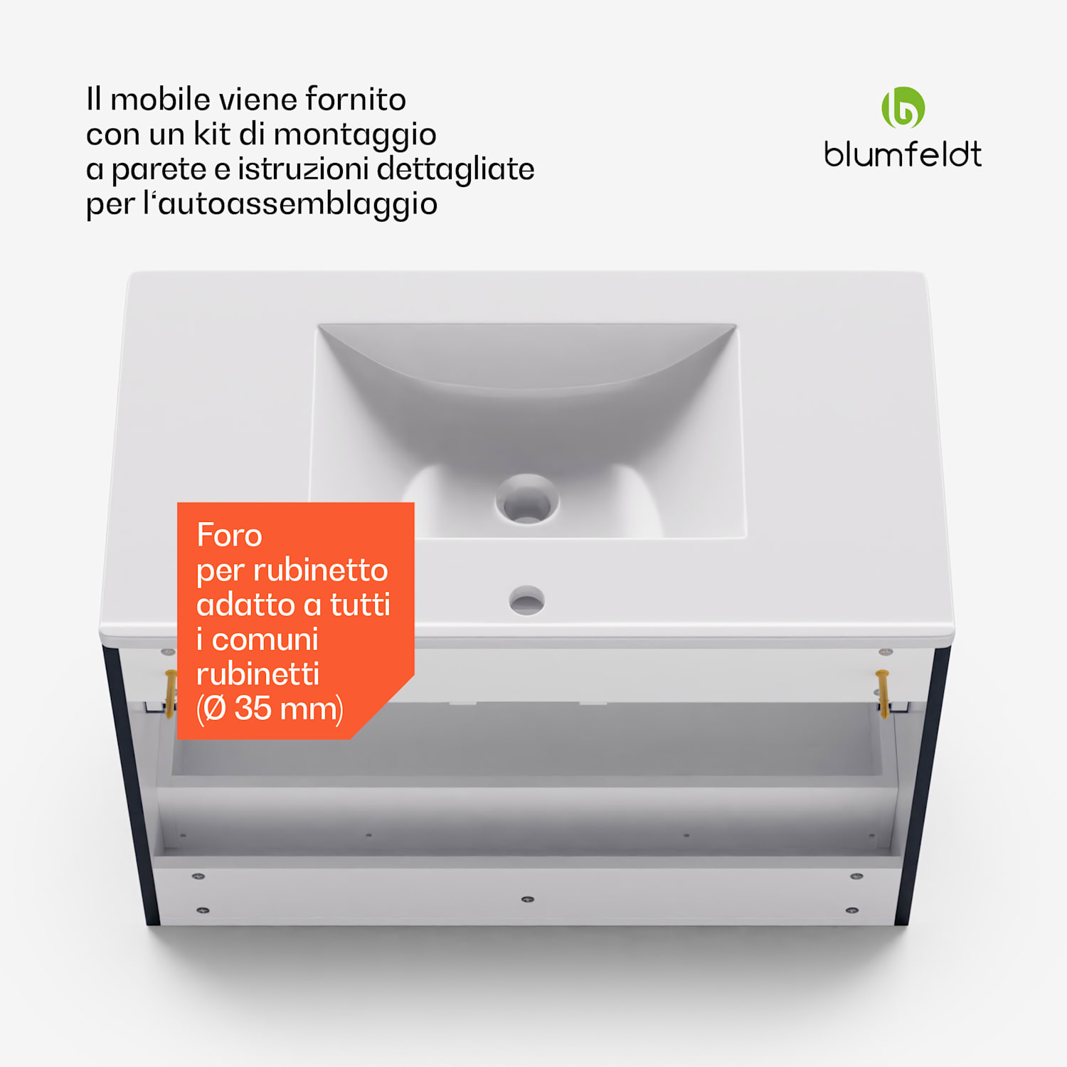 Johnstone portalavabo, mobiletto per il bagno, armadietto da bagno, 80 cm, con lavabo in ceramica, funzione soft close, 2 cassetti, pratico spazio per riporre gli oggetti, splendente 80_cm | Antracite