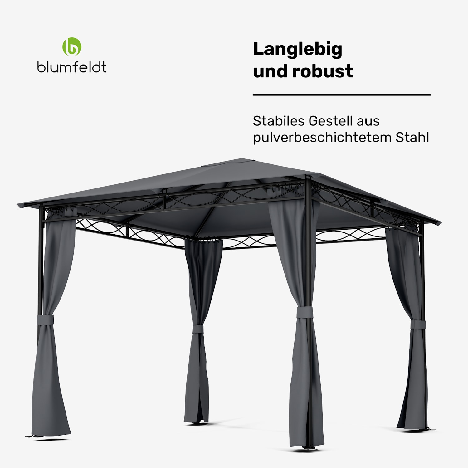 Mondo gazebo da giardino tendone per feste acciaio poliestere grigio scuro 3 x 3 m | Grigio Scuro