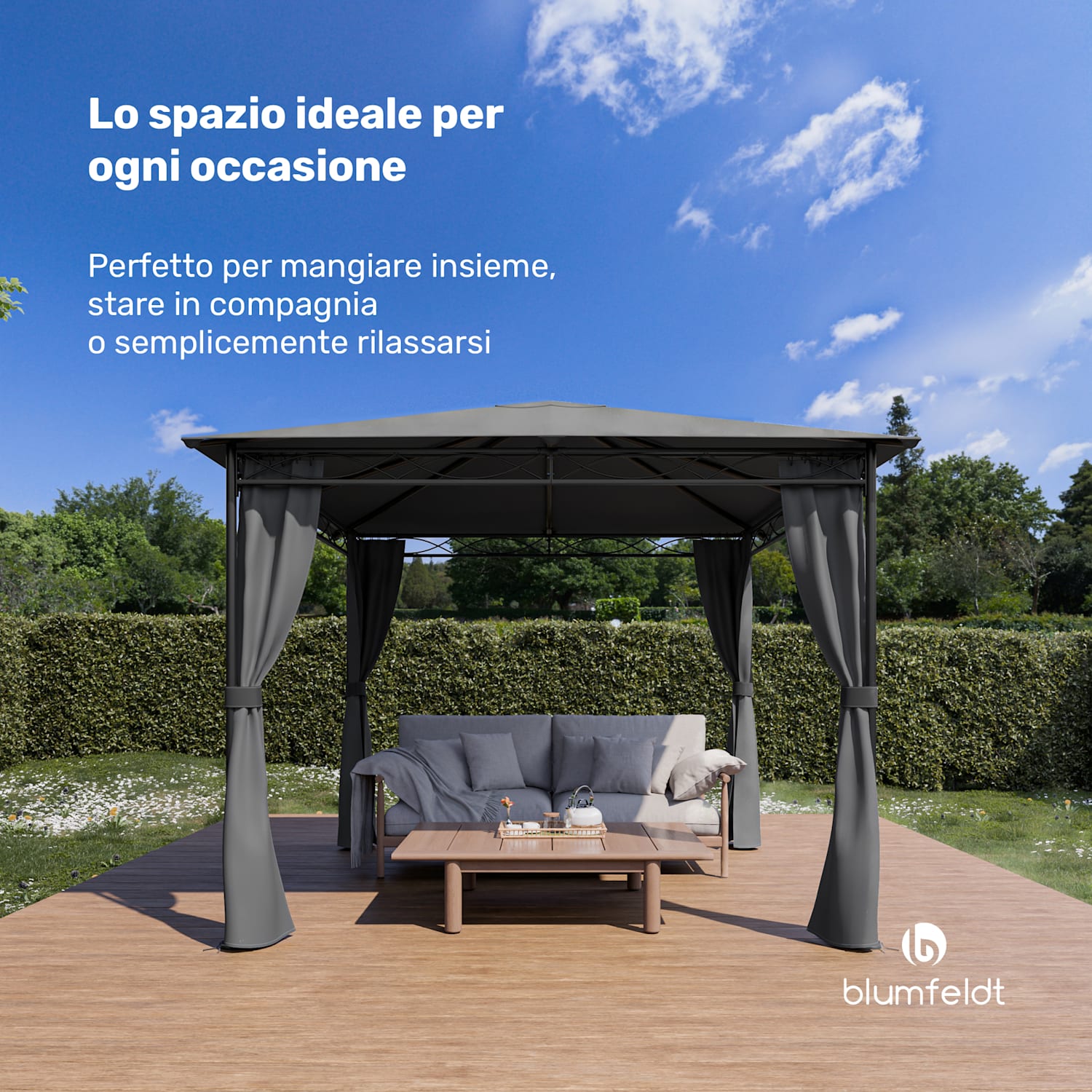 Mondo gazebo da giardino tendone per feste acciaio poliestere grigio scuro 3 x 3 m | Grigio Scuro