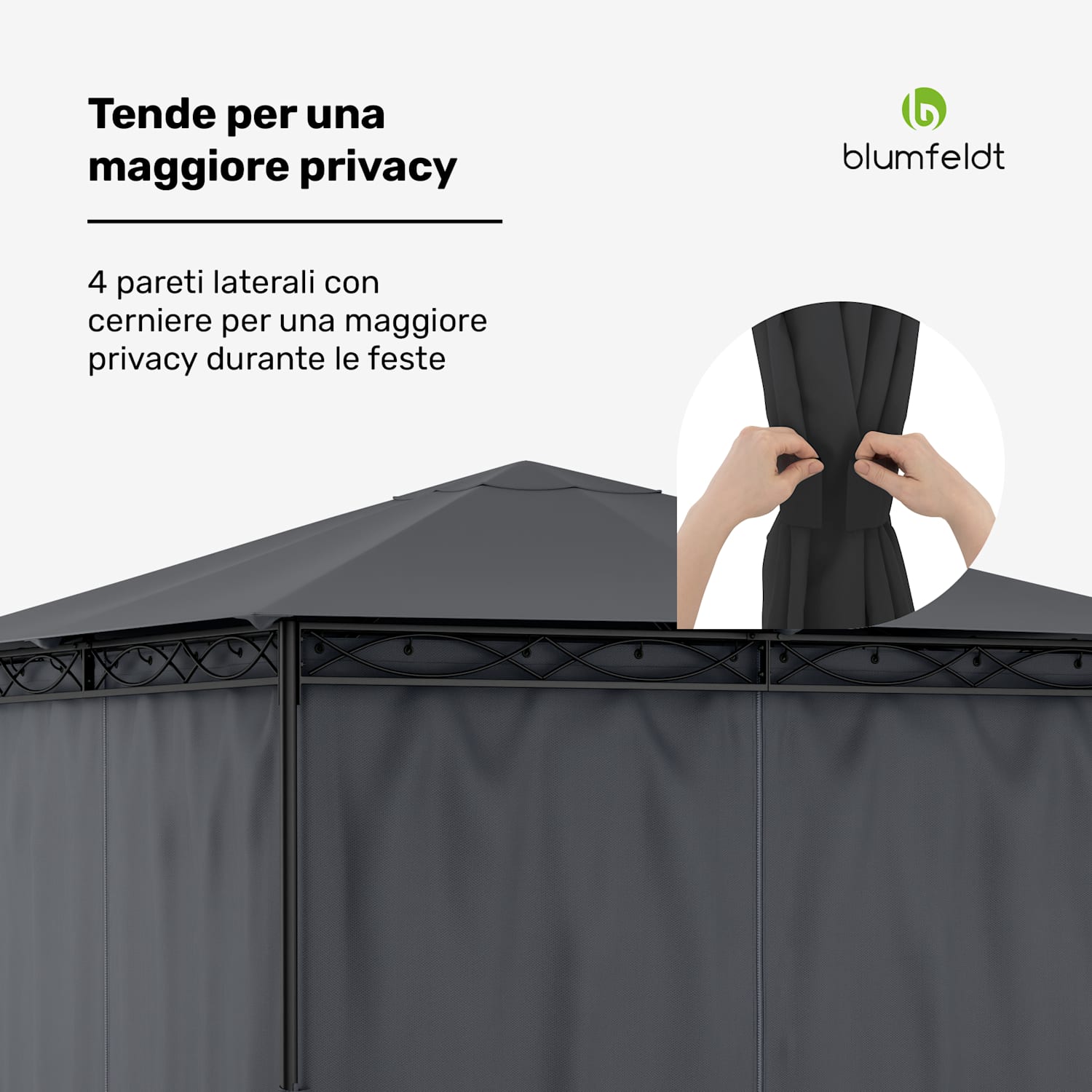 Mondo gazebo da giardino tendone per feste acciaio poliestere grigio scuro 3 x 3 m | Grigio Scuro