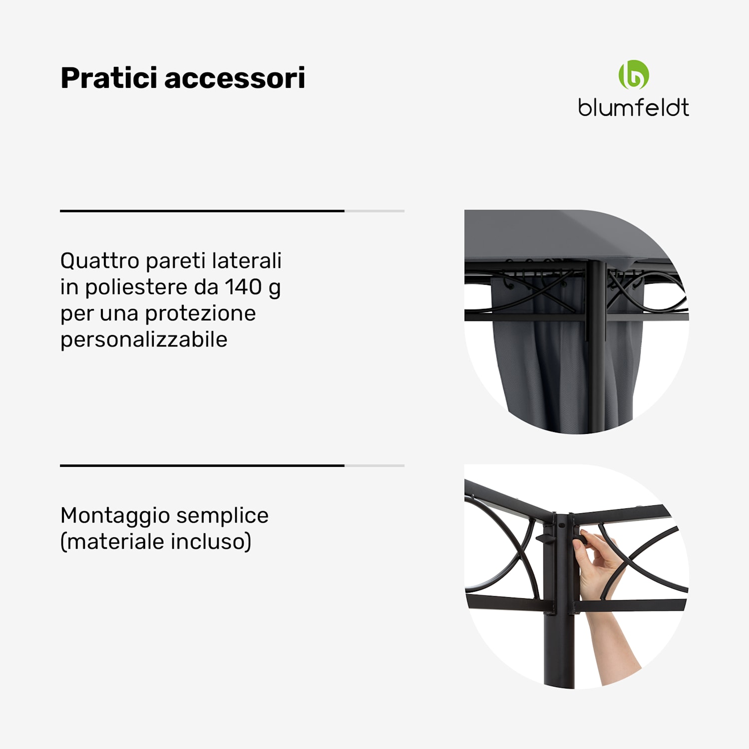 Mondo gazebo da giardino tendone per feste acciaio poliestere grigio scuro 3 x 3 m | Grigio Scuro