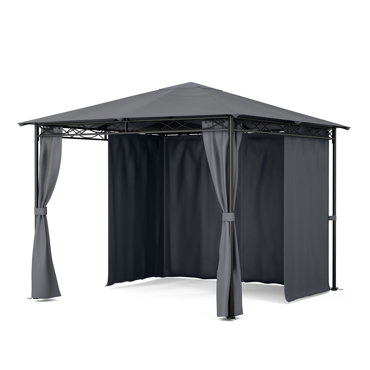 Mondo gazebo da giardino tendone per feste acciaio poliestere grigio scuro 3 x 3 m | Grigio Scuro