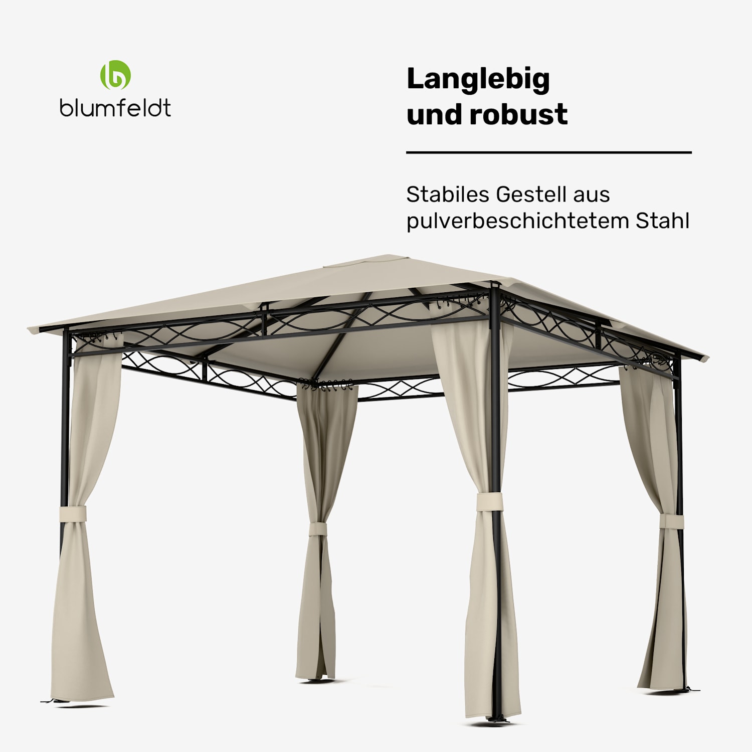 Mondo gazebo da giardino tendone per feste 295x262x295 acciaio poliestere beige 3 x 3 m | Beige