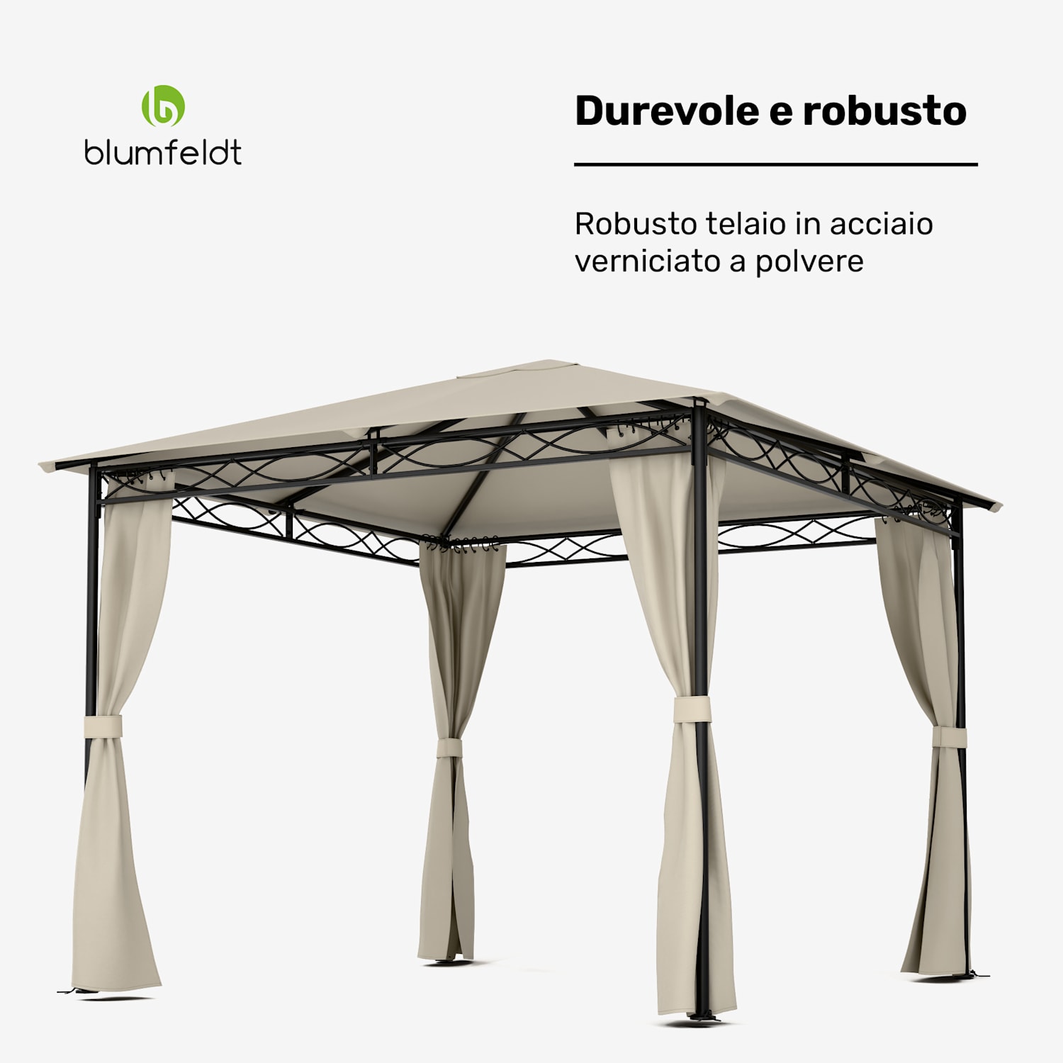 Mondo gazebo da giardino tendone per feste 295x262x295 acciaio poliestere beige 3 x 3 m | Beige