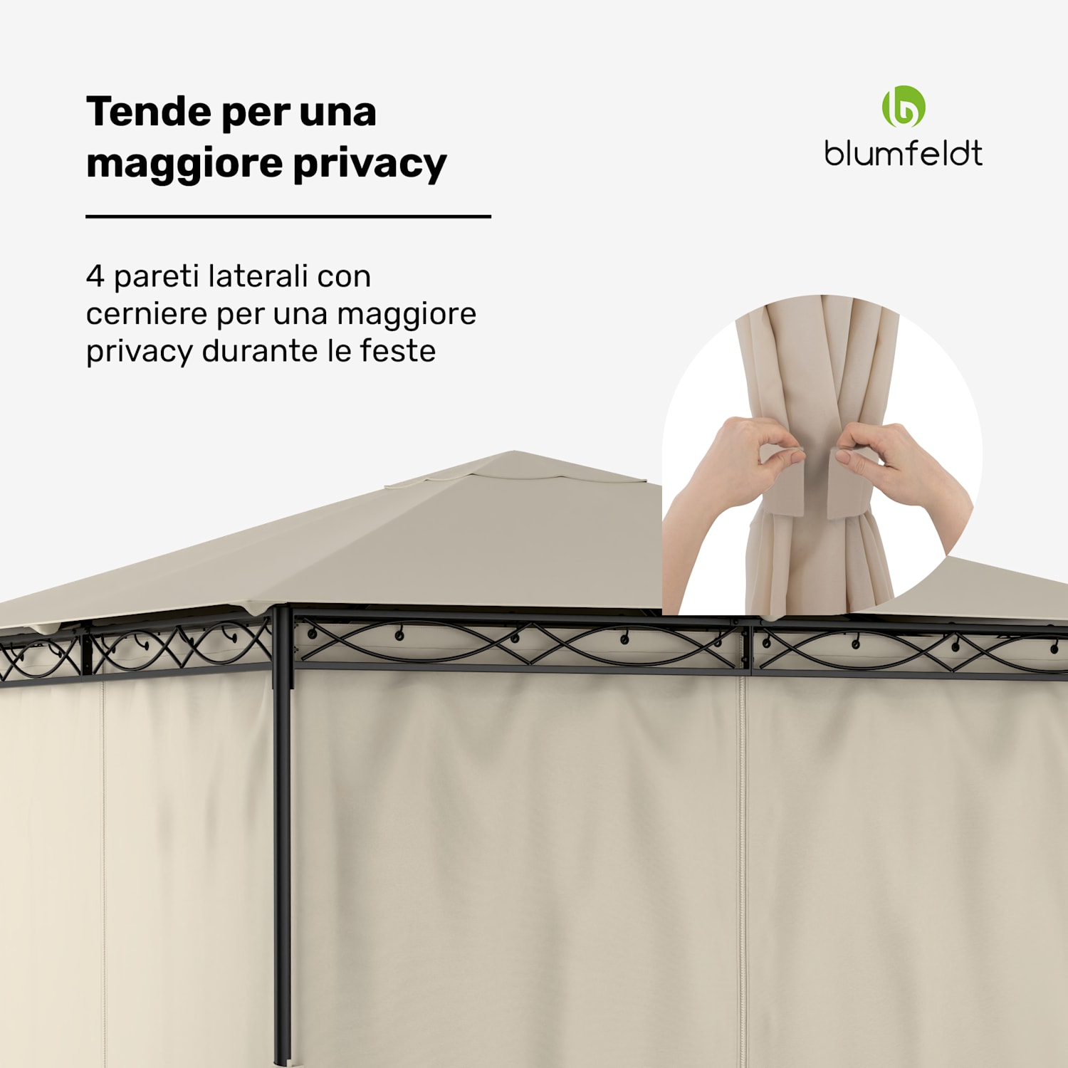 Mondo gazebo da giardino tendone per feste 295x262x295 acciaio poliestere beige 3 x 3 m | Beige