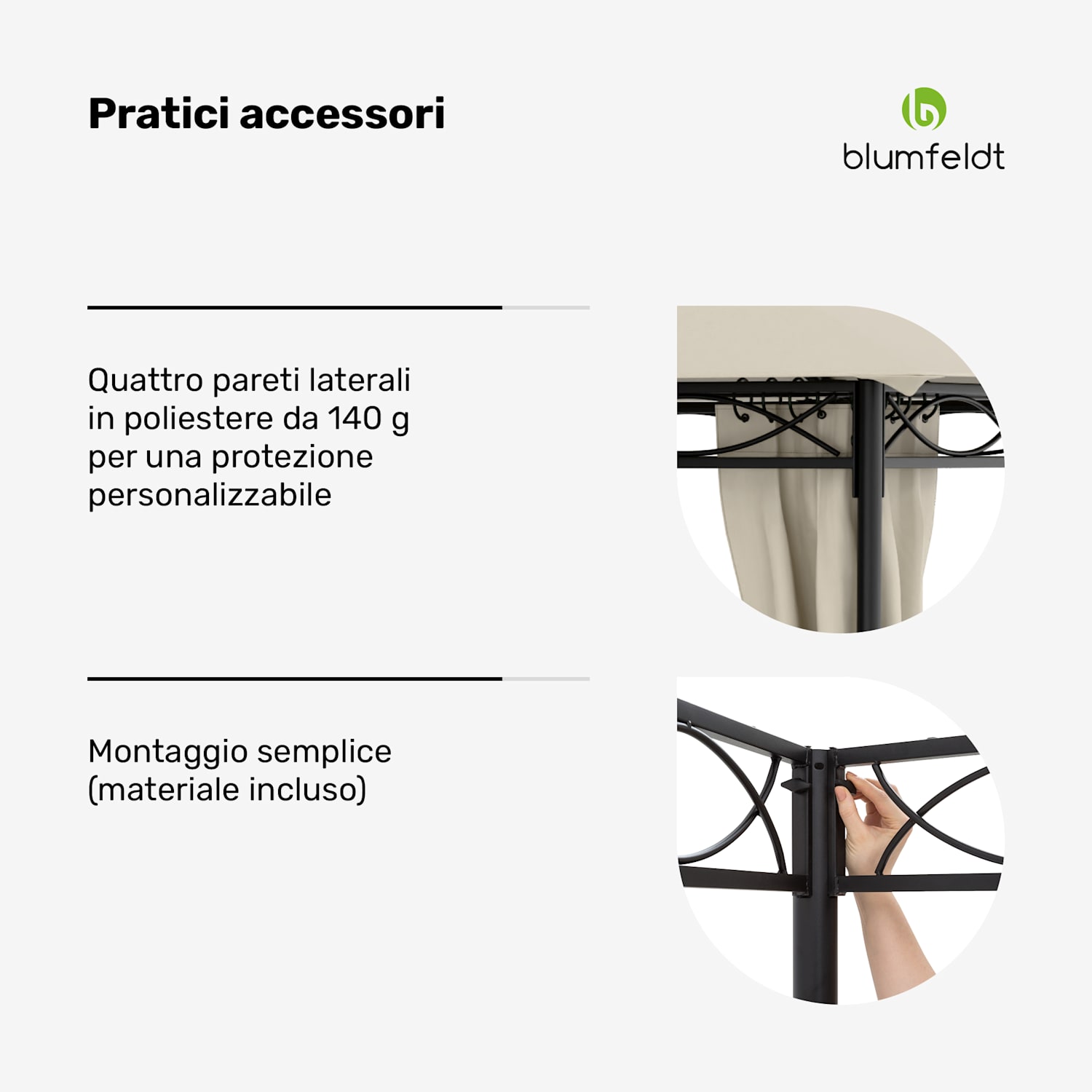 Mondo gazebo da giardino tendone per feste 295x262x295 acciaio poliestere beige 3 x 3 m | Beige