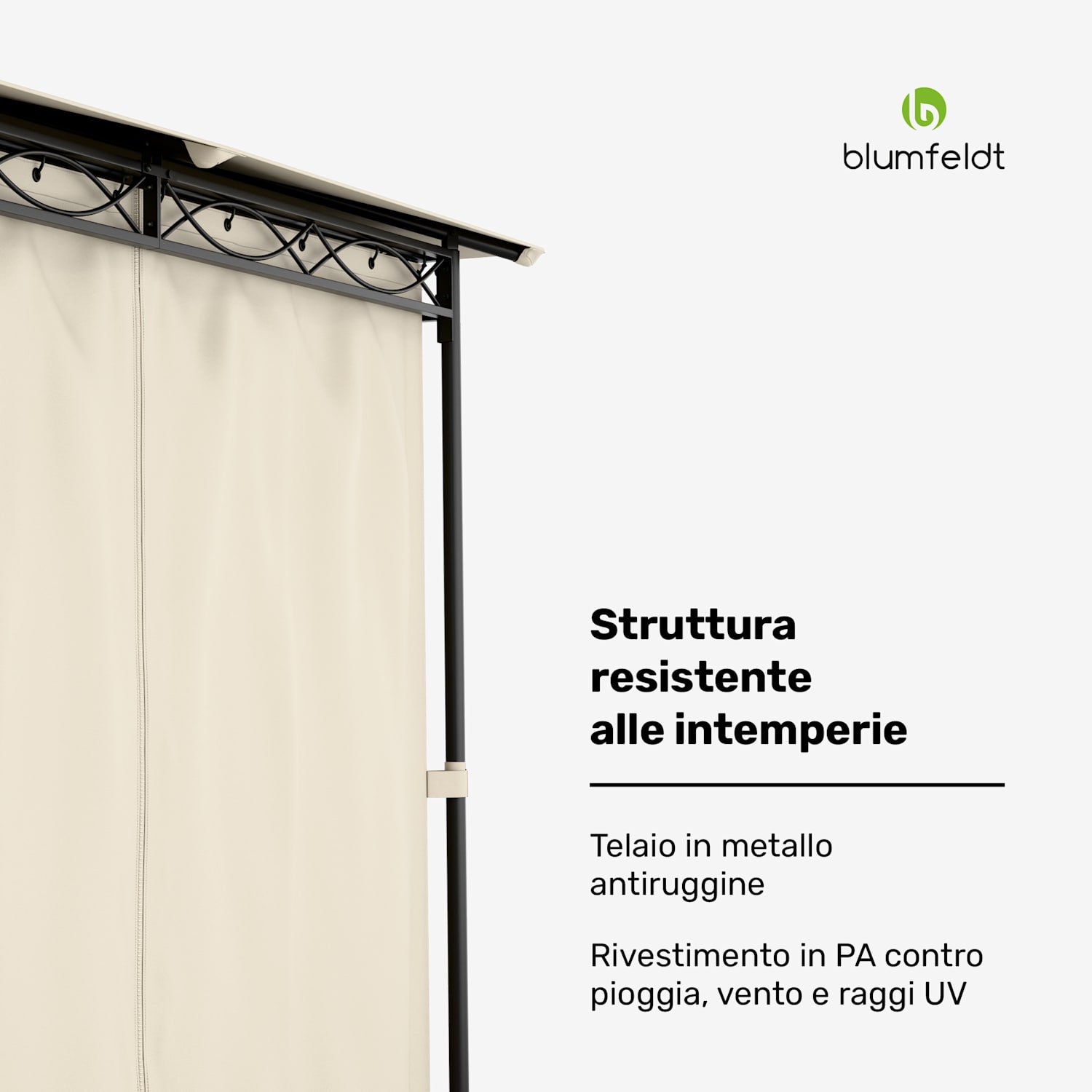 Mondo gazebo da giardino tendone per feste 295x262x295 acciaio poliestere beige 3 x 3 m | Beige