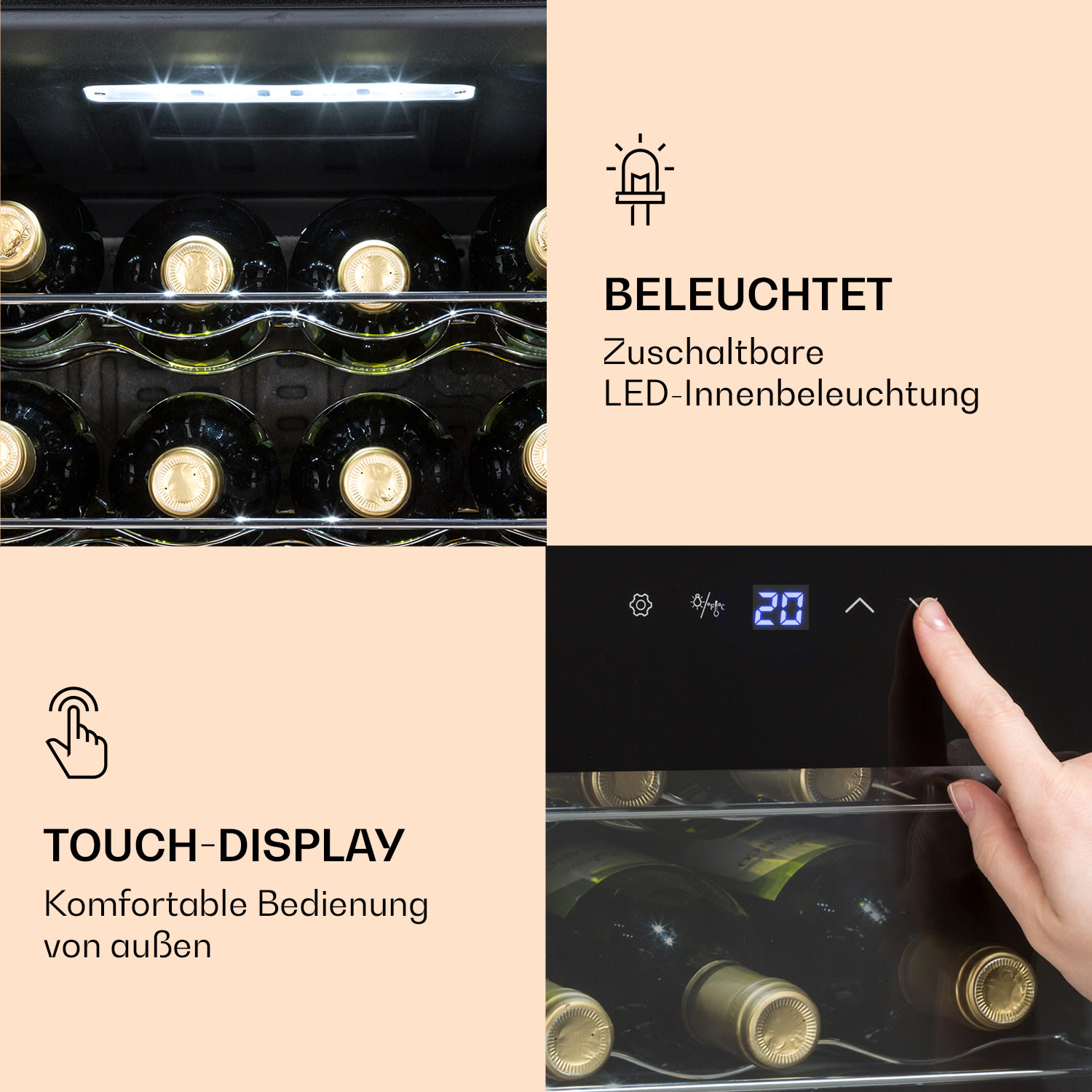 Ultimo 20 Uno Weinkühlschrank 53l Touch-Bedienfeld 131W 5-18°C 