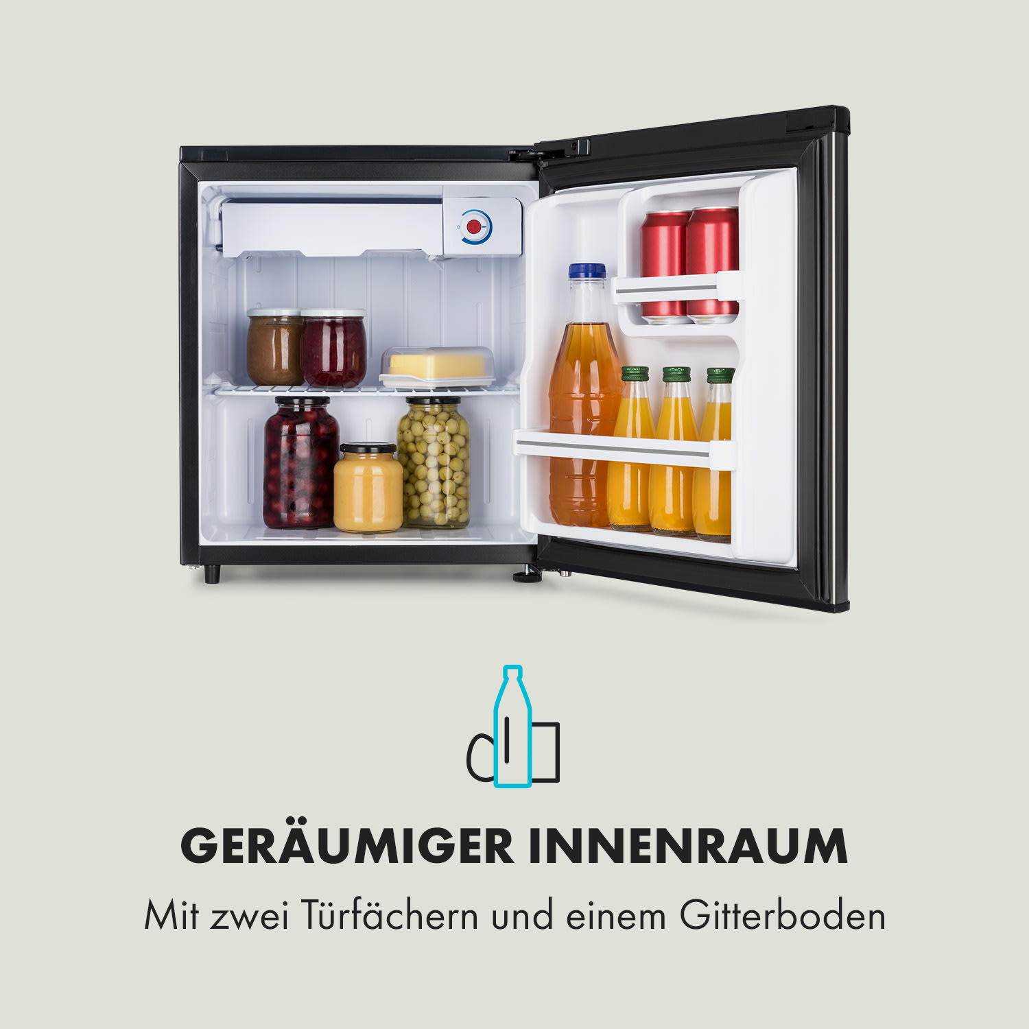 Yummy Kühlschrank mit Gefrierfach 45 Liter 42dB 45 Ltr | Silber-Metallic
