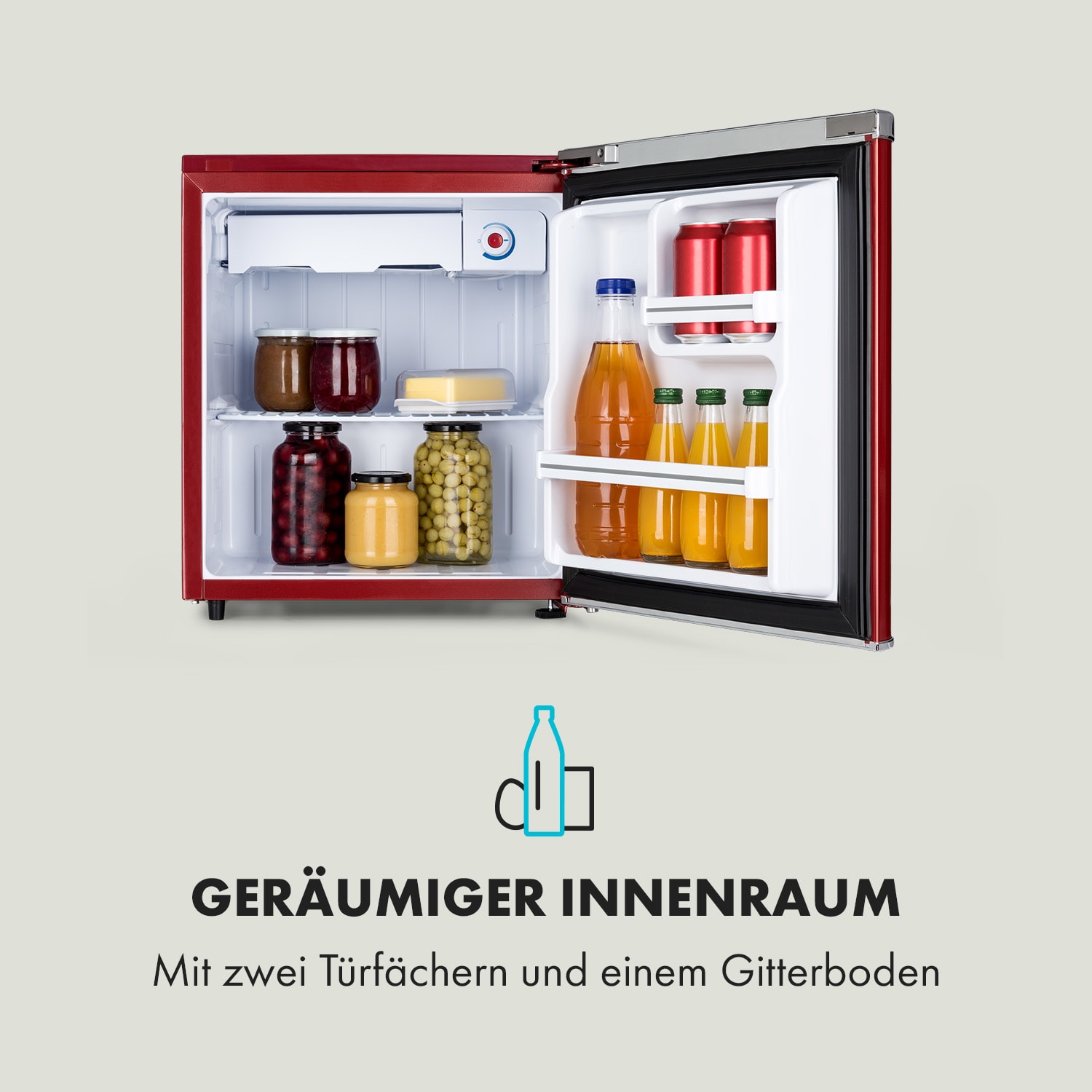 Yummy Kühlschrank mit Gefrierfach 45 Liter 42dB 45 Ltr | Rot