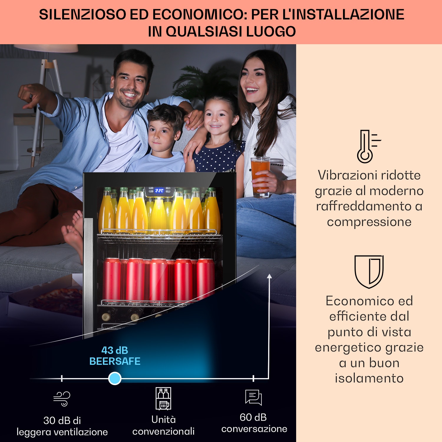Beersafe 5XL - Frigorifero, 148 litri, 3 ripiani, sportello panoramico in vetro, acciaio inox 148 Ltr | Onyx
