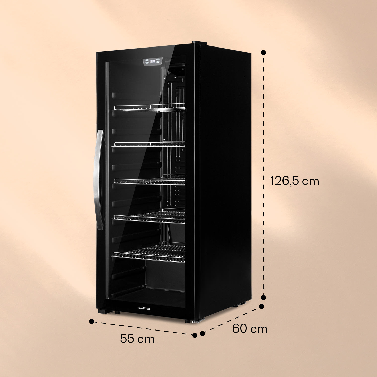 Beersafe 7XL Kühlschrank 242 Liter 5 Böden Panoramaglastür Edelstahl 242 Ltr | Onyx