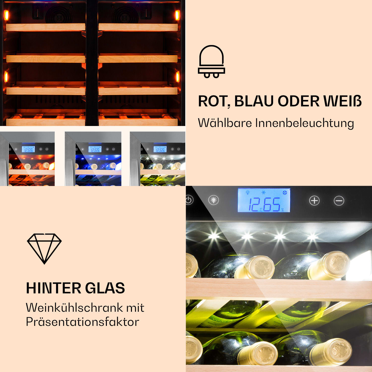 Vinovilla 42 Twin Built-In Duo Weinkühlschrank 2 Zonen 126l 42 Fl Glas 42 Flaschen | 2 Kühlzonen | Edelstahl