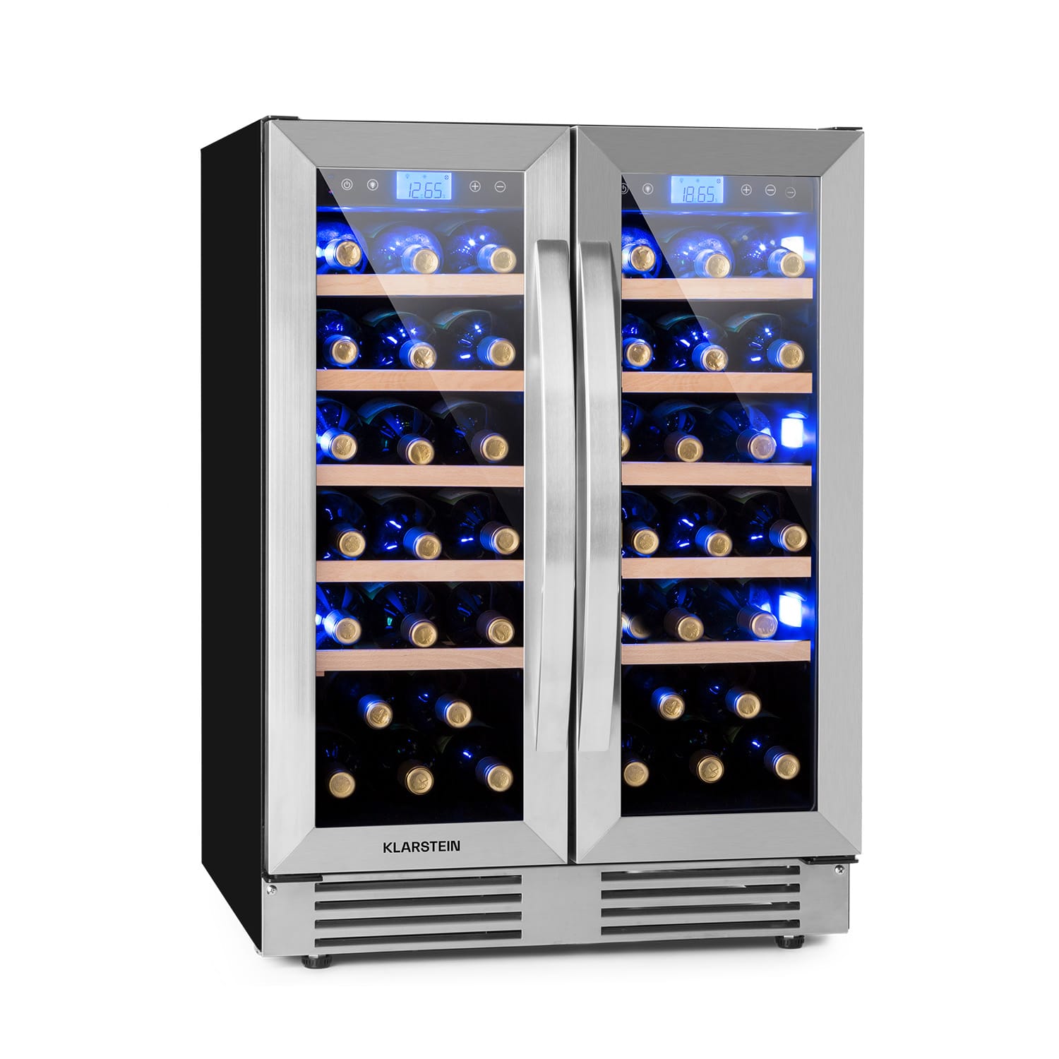 Vinovilla 42 Twin Built-In Duo Weinkühlschrank 2 Zonen 126l 42 Fl Glas 42 Flaschen | 2 Kühlzonen | Edelstahl