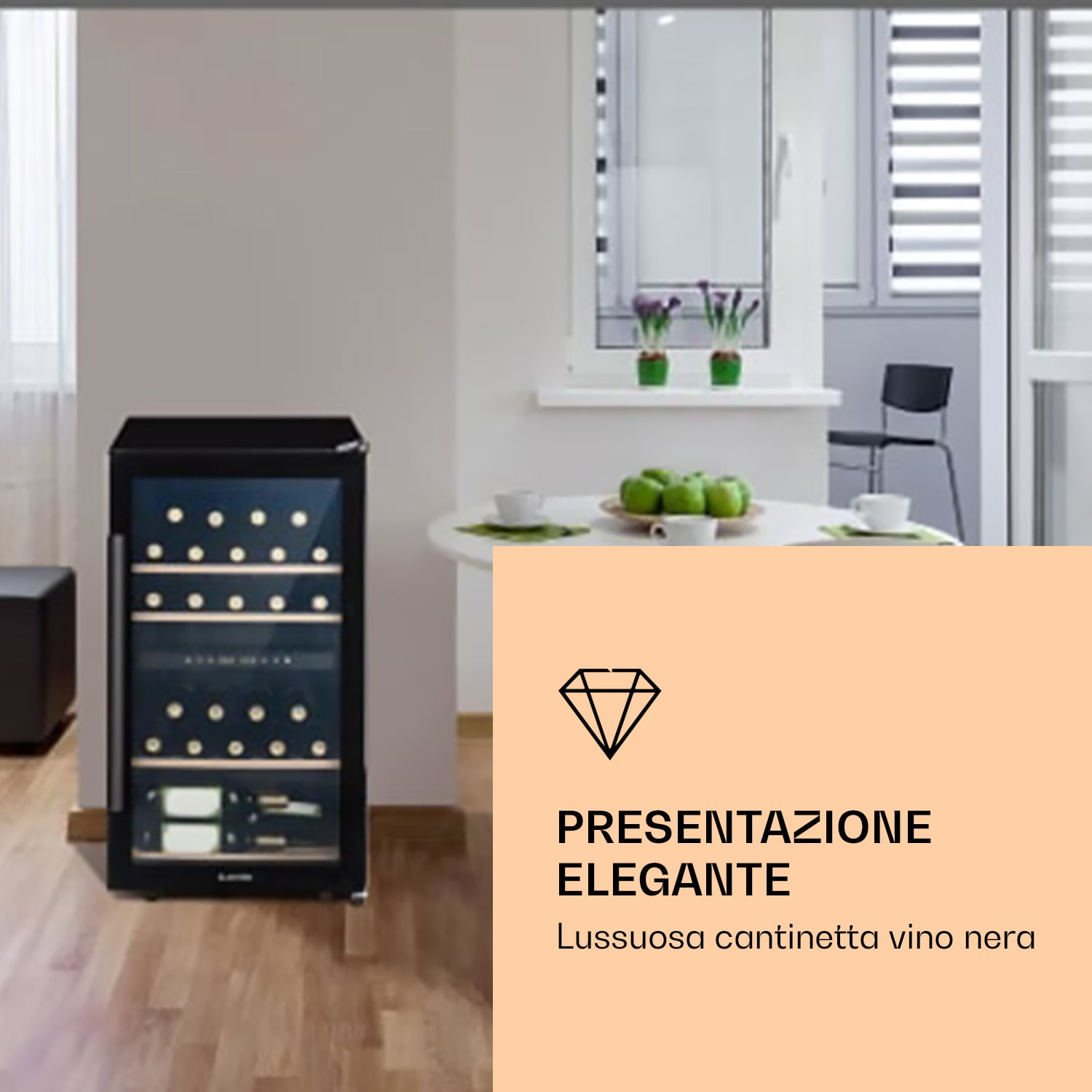 Barossa 34 Duo - Frigorifero per vini, 34 bottiglie, 80 litri, 2 zone, controllo touch 2 zone di raffreddamento | 34 bottiglie