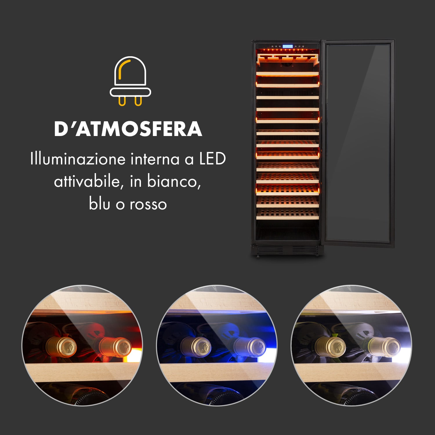 Cantinetta-frigo per vini Vinovilla Grande 165 Built-in Uno Onyx 165 bottiglie  | 1 zona di raffreddamento | Nero
