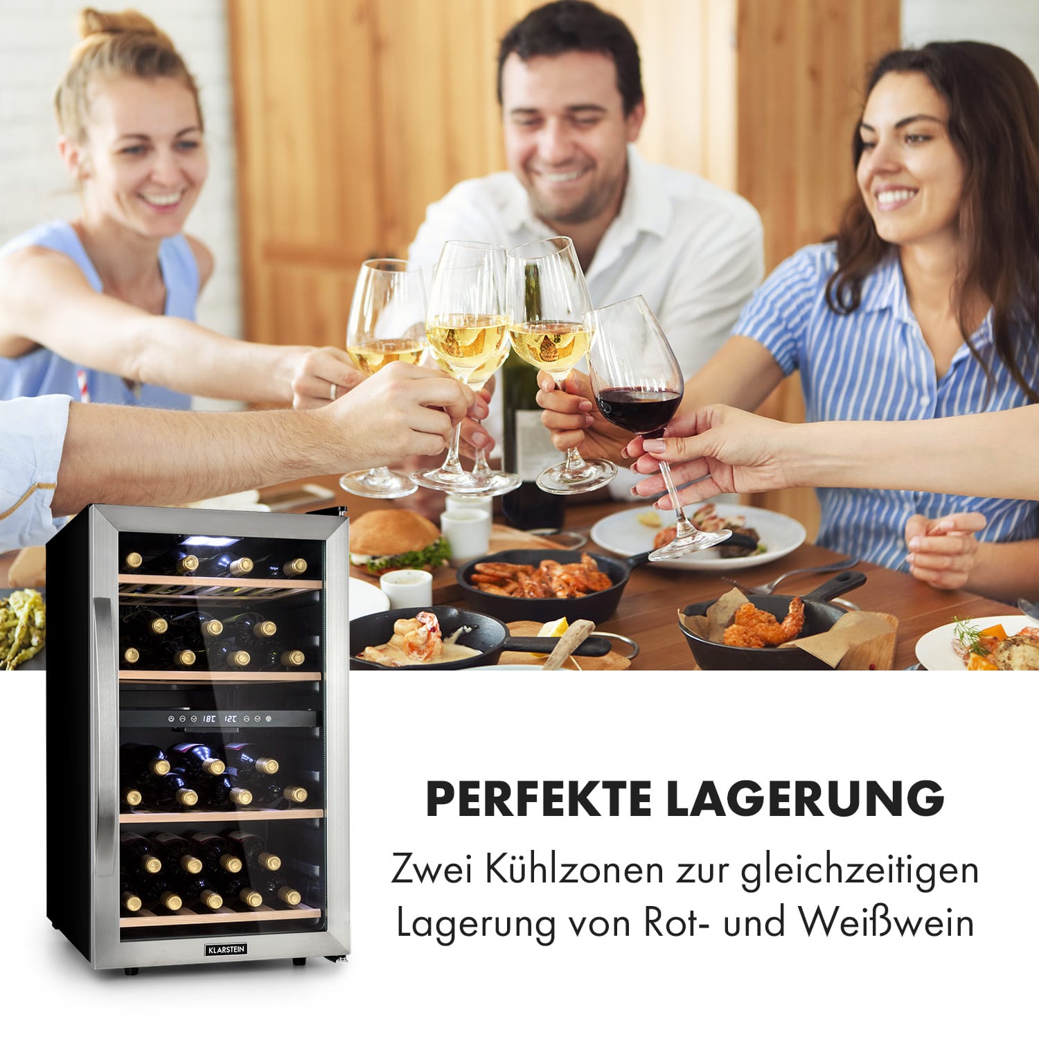 Vinamour 45 DuoWeinkühlschrank 2 Zonen 118 Ltr / 45 Fl 5-18 °C 