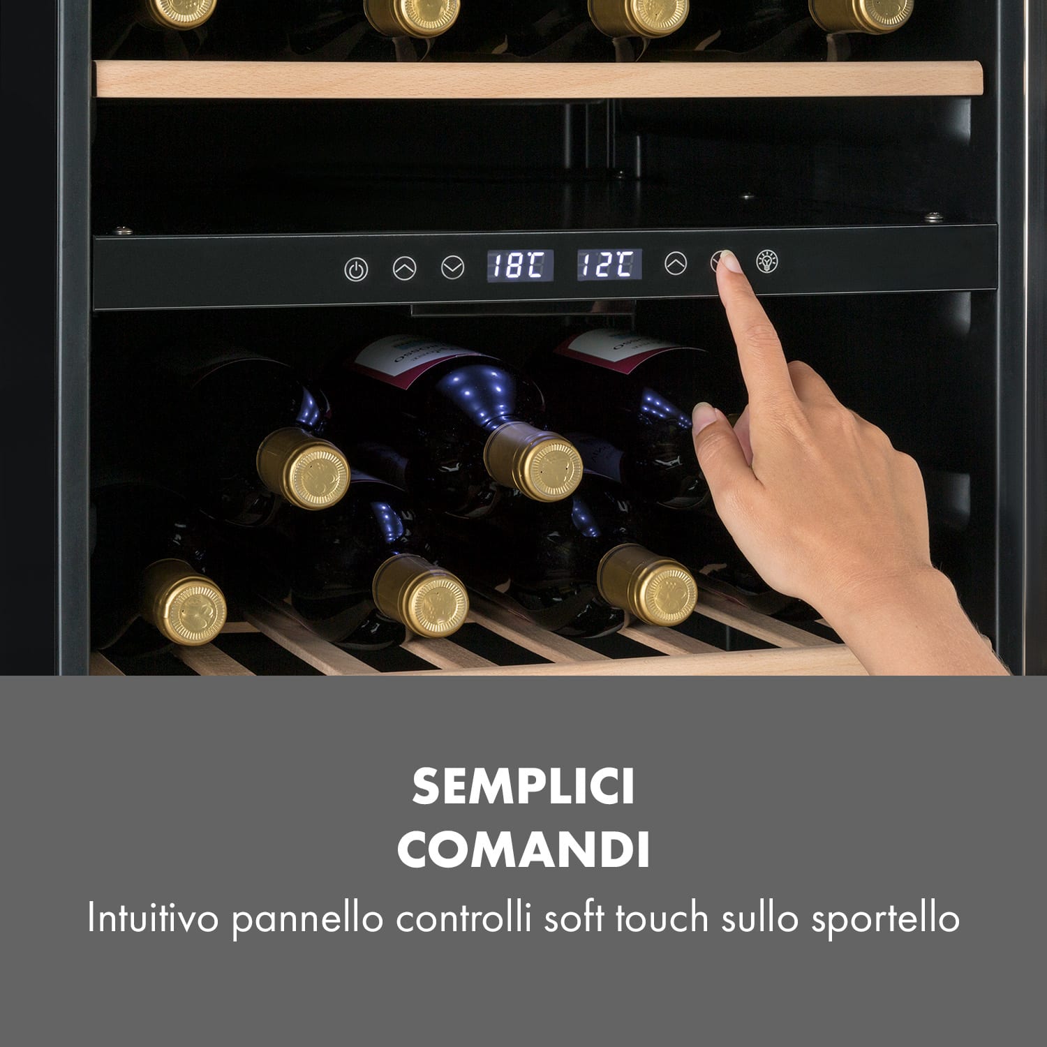 Vinamour 45D Frigorifero per Vini 2 Zone 118 l/45 Bottiglie 5-18 °C Inox 45 bottiglie | 2 zone di raffreddamento | Acciaio inox