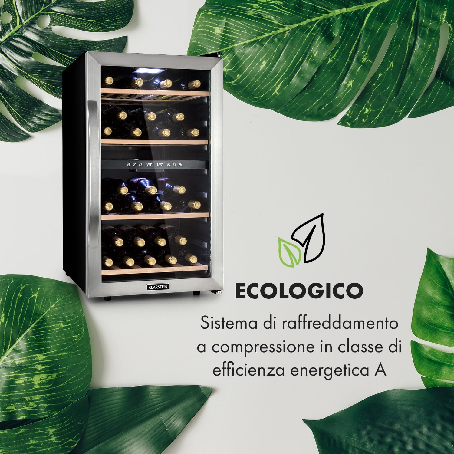 Vinamour 45D Frigorifero per Vini 2 Zone 118 l/45 Bottiglie 5-18 °C Inox 45 bottiglie | 2 zone di raffreddamento | Acciaio inox