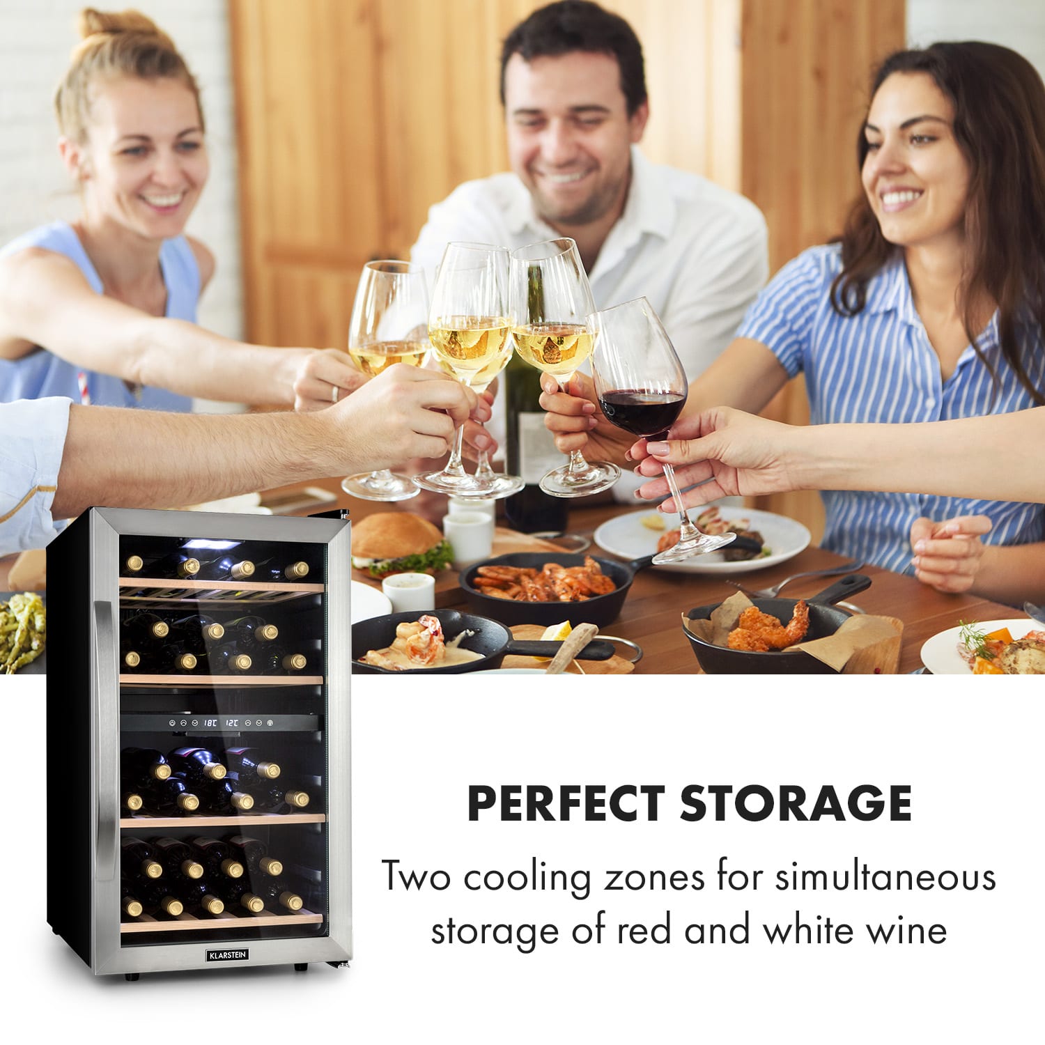 Vinamour 45 Duo wijnkoelkast 2 zones 118 ltr / 45 fl 5-18 °C 45 flessen | 2 koelzones | Roestvrij Staal