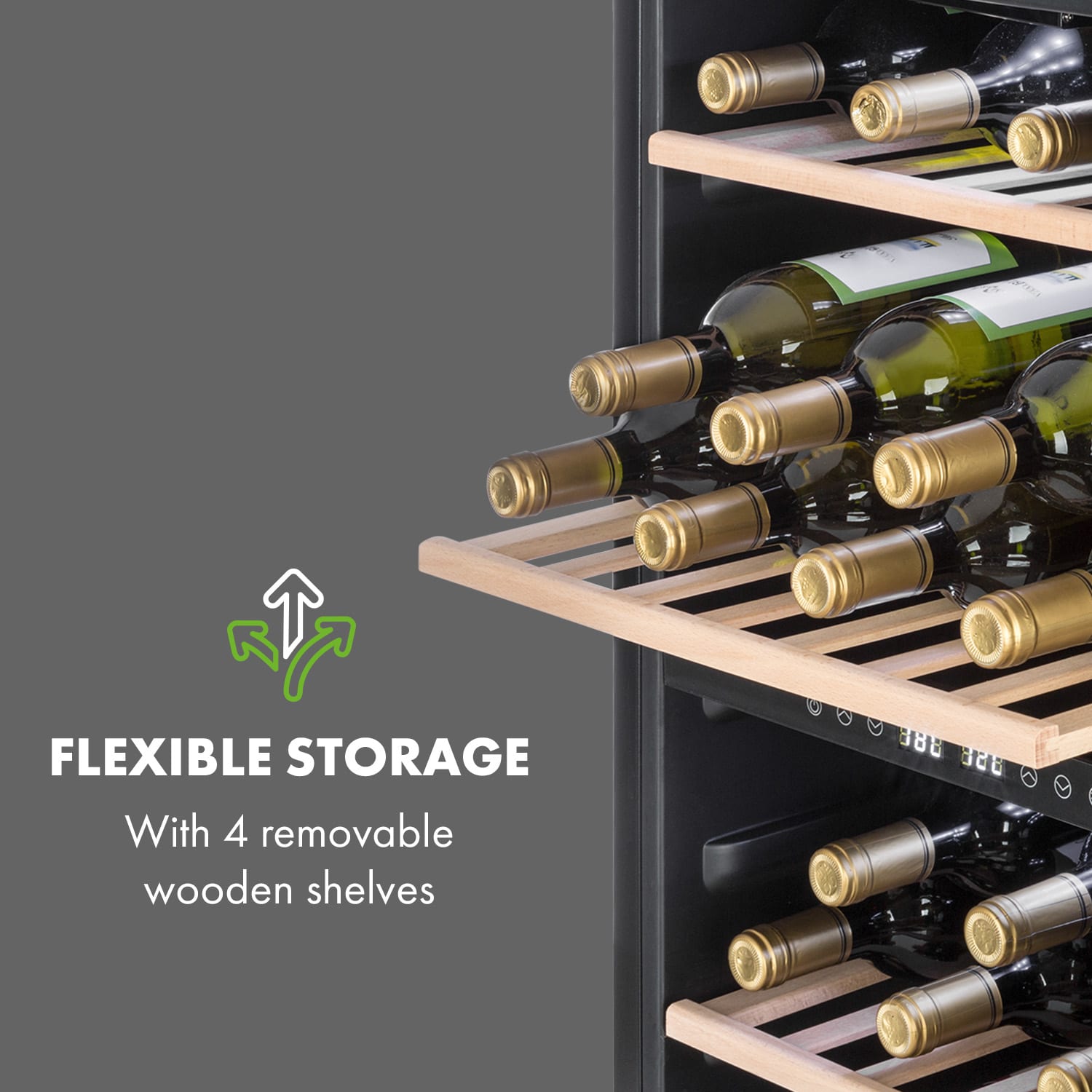 Vinamour 45 Duo wijnkoelkast 2 zones 118 ltr / 45 fl 5-18 °C 45 flessen | 2 koelzones | Roestvrij Staal
