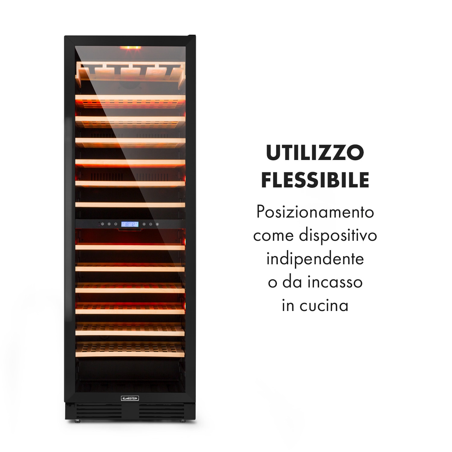 Cantinetta-frigo per vini Vinovilla Grande 162 Built-in Uno Onyx - 425 litri 162 bottiglie 165 bottiglie  | 2 zone di raffreddamento | Nero