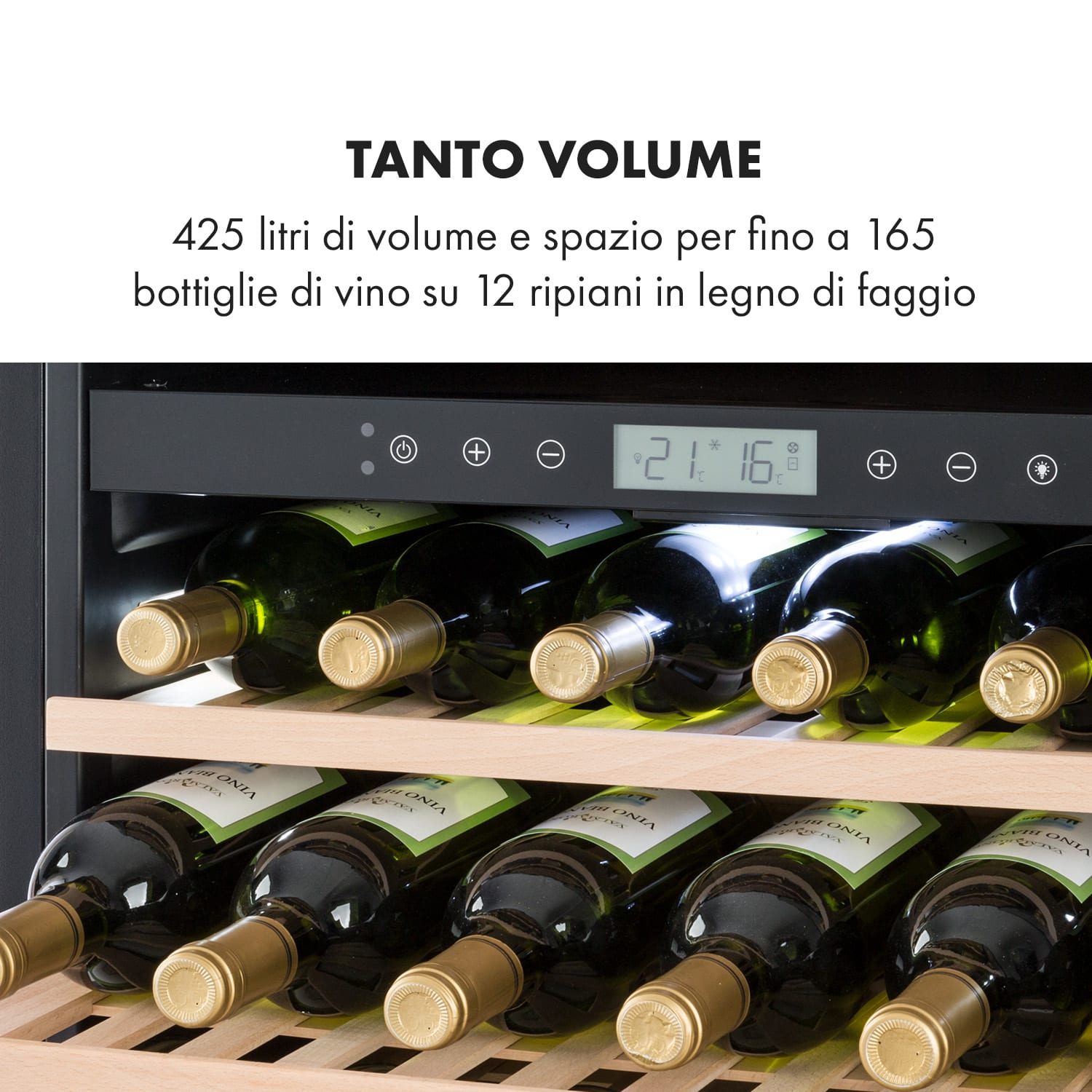 Cantinetta-frigo per vini Vinovilla Grande 162 Built-in Uno Onyx - 425 litri 162 bottiglie 165 bottiglie  | 2 zone di raffreddamento | Nero