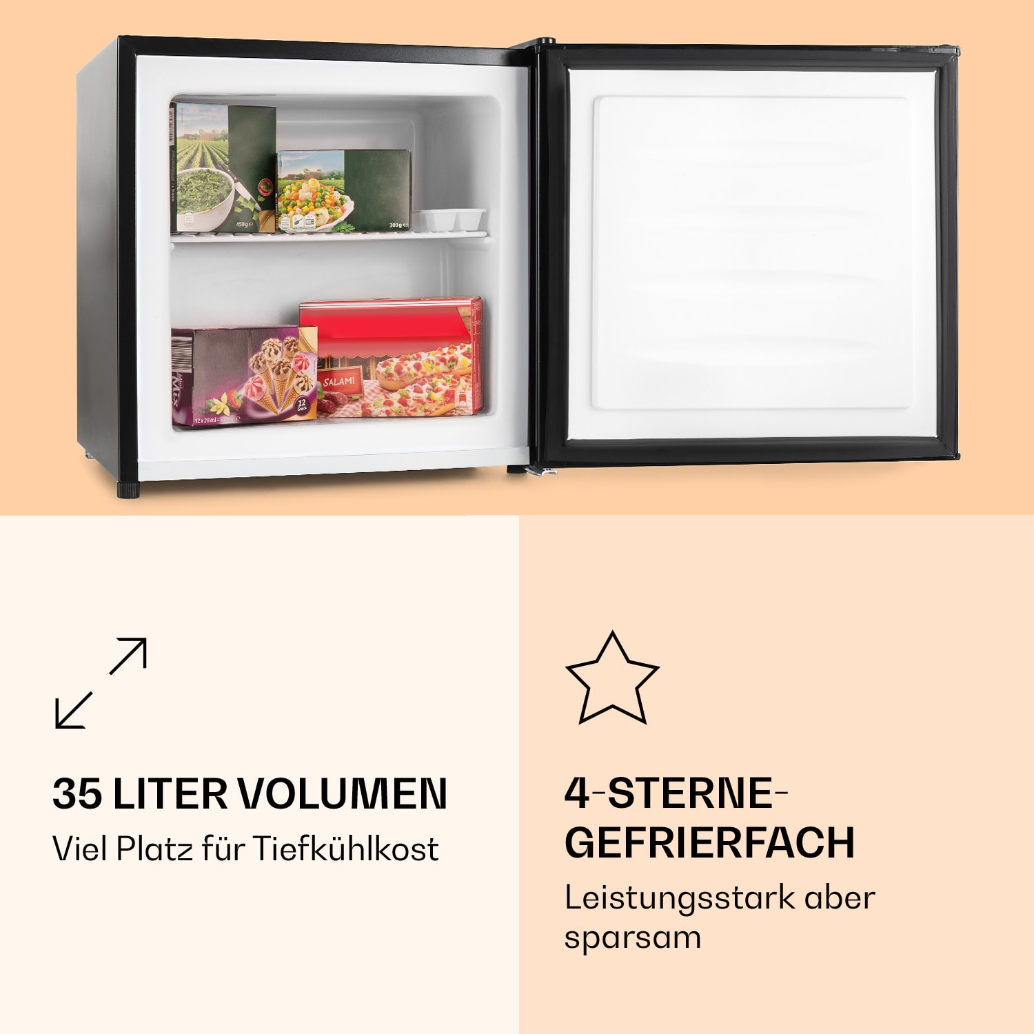 Garfield Gefrierschrank Gefrierwürfel 4-Sterne 35 L 65 W 2  Etagen 