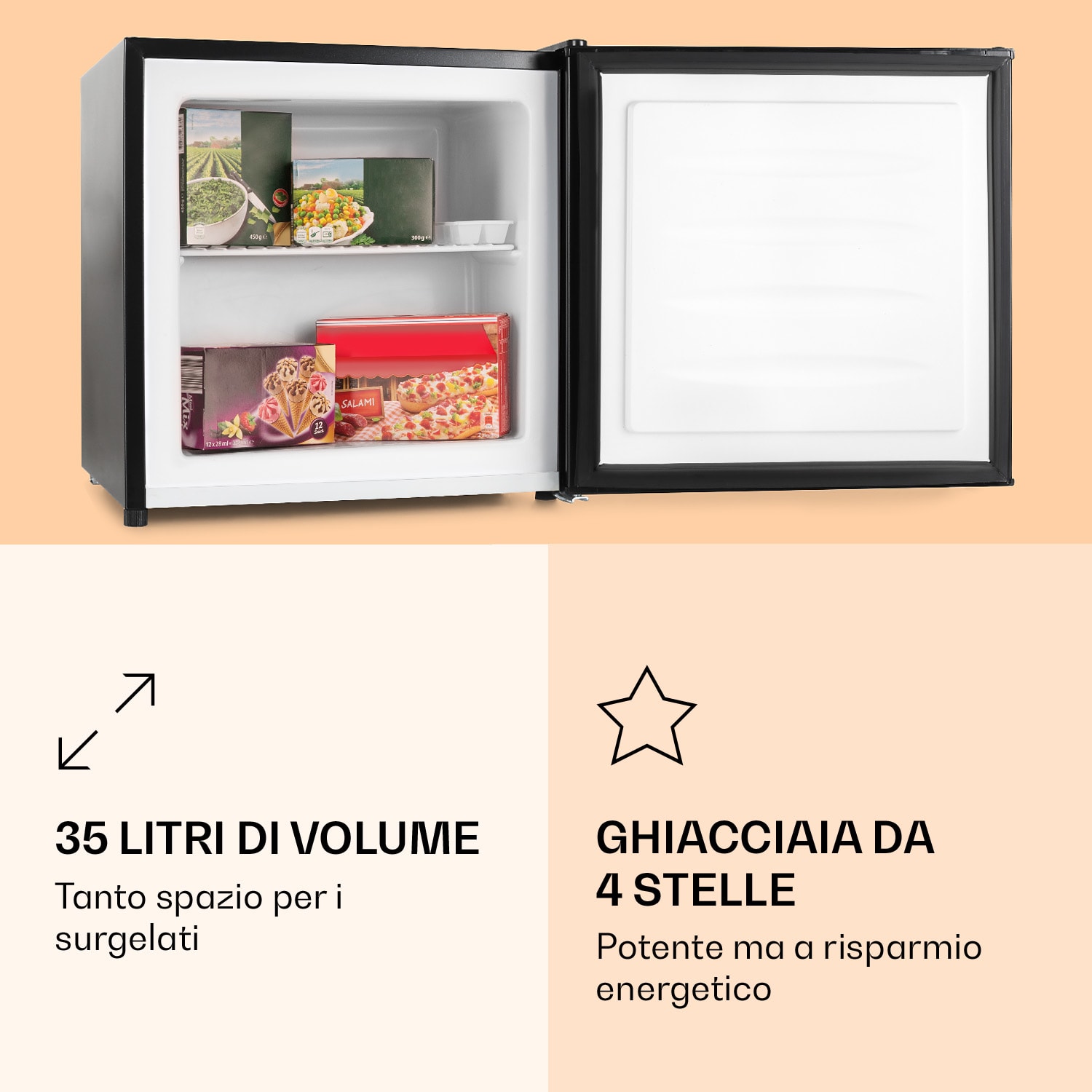 Garfield - Freezer 4 stelle, 35 L, 65 W 2 livelli 