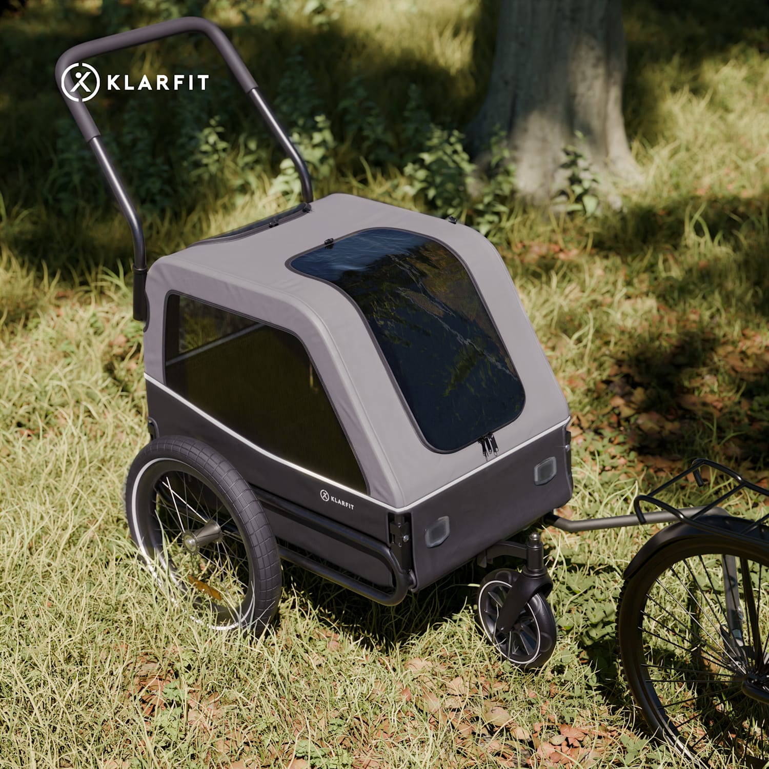 Goldie S Hybrid - Rimorchio da bici per cani di piccola/media taglia, rete in poliestere, copertura con finestra 