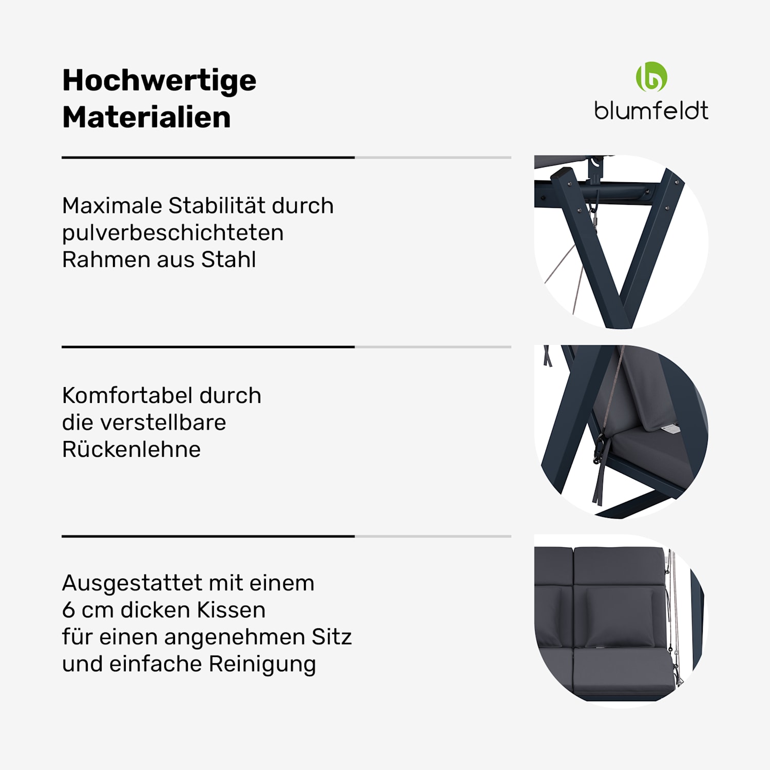 FlexiSwing Balancelle hollywoodienne 2 places dossier réglable + protection solaire résistant aux intempéries 2 places | Anthracite