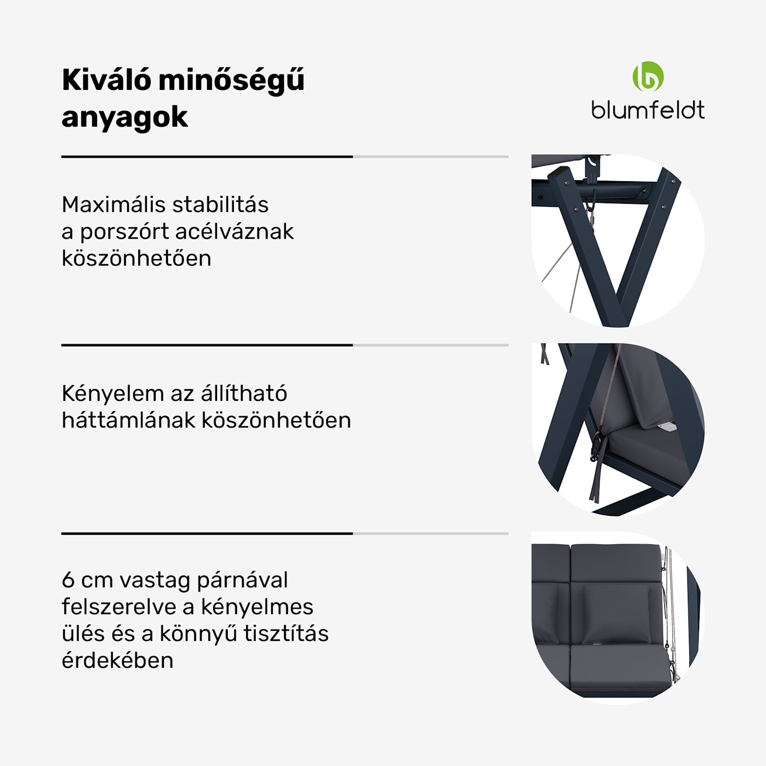 FlexiSwing, hollywoodi hinta, 2 üléses, állítható háttámla, napellenző, időjárásálló 2 üléses | Antracit