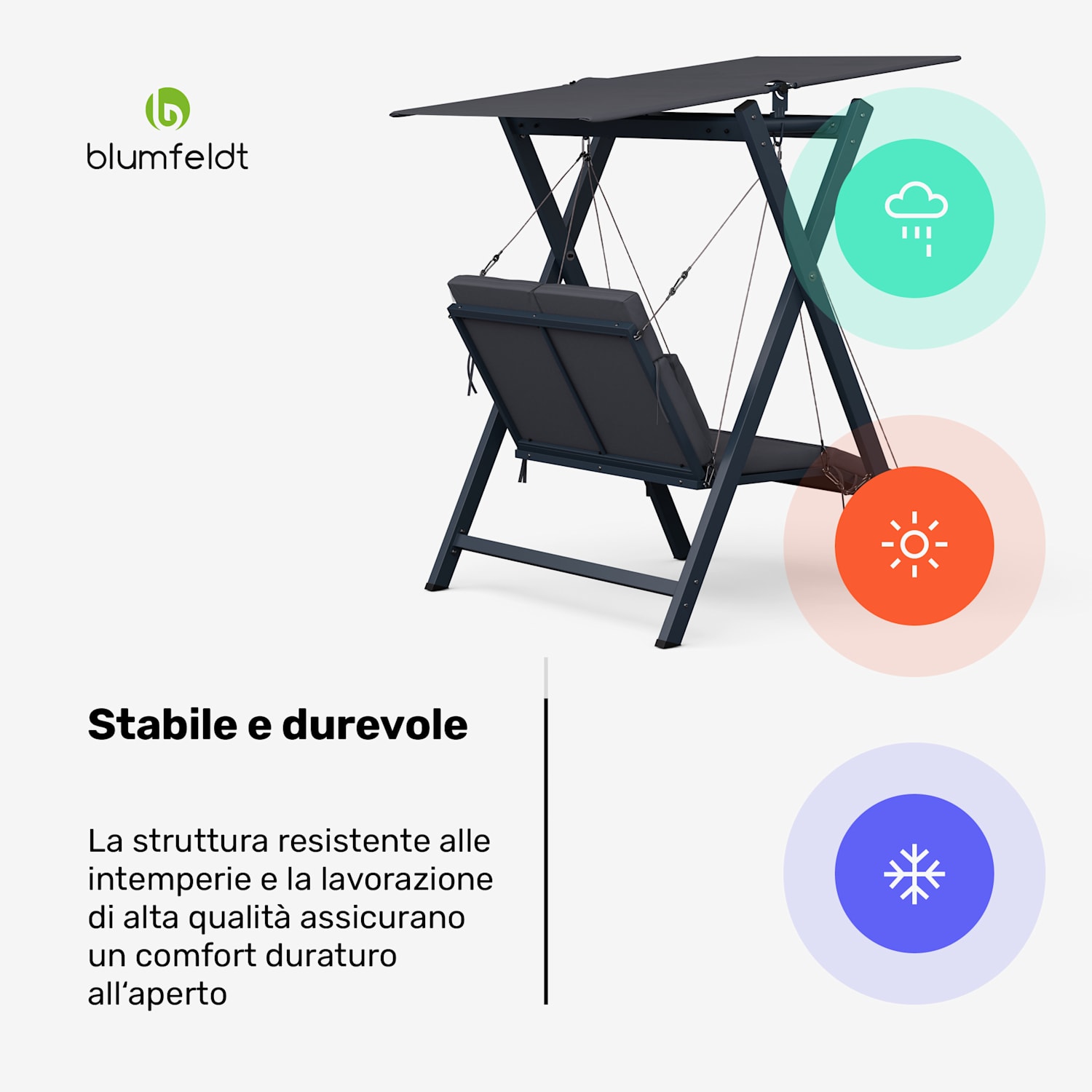 FlexiSwing - Dondolo Hollywood, 2 posti, con schienale regolabile + tettuccio parasole, resistente alle intemperie 2 posti | Antracite