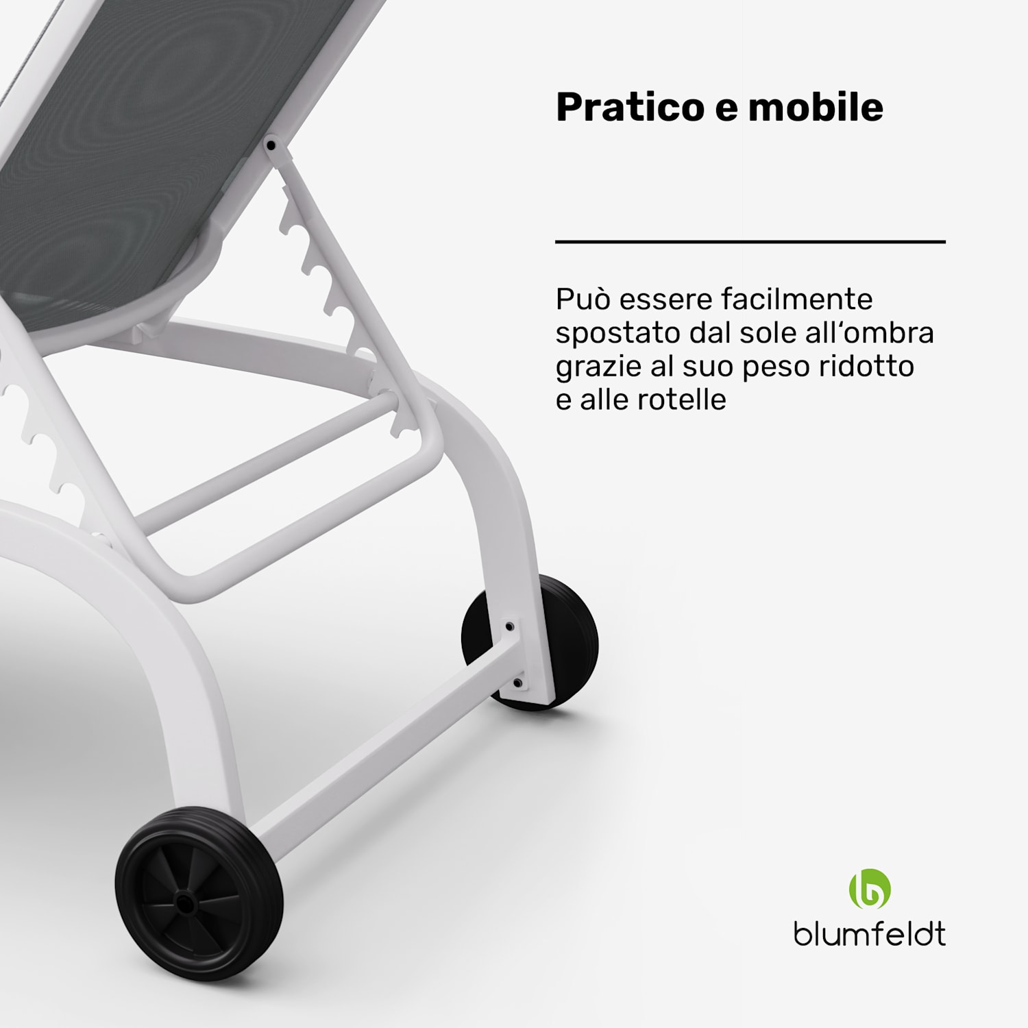 Lounger Limala XXL - Sedia a sdraio, capacità di carico di 160 kg, schienale regolabile su 5 livelli, ruote Grigio medio