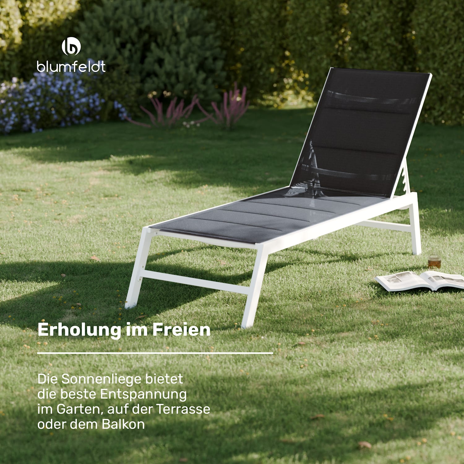 Lounger Renazzo XXL - Sedia a sdraio, capacità di carico di 160 kg, 5 regolazioni, idrorepellente Grigio scuro