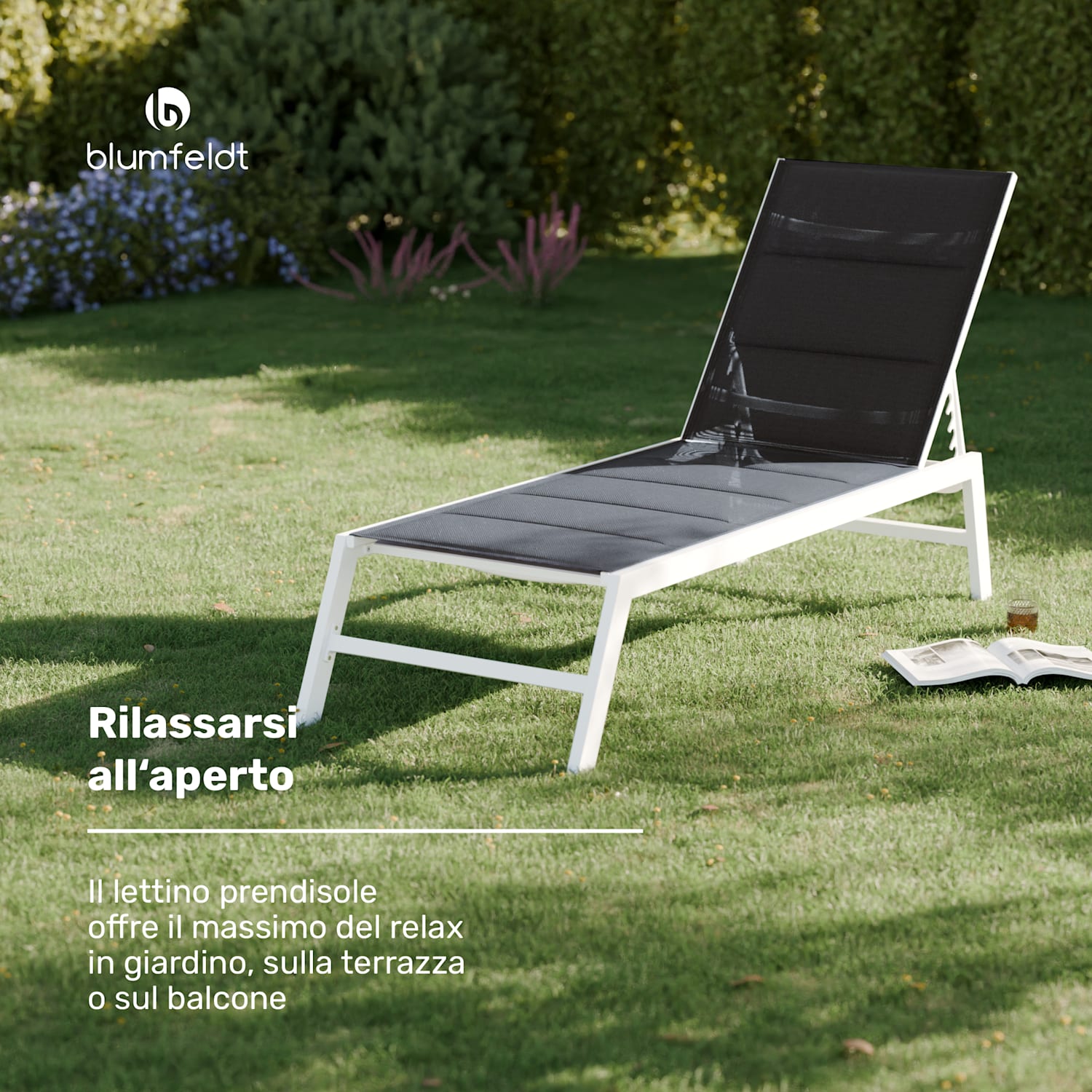 Lounger Renazzo XXL - Sedia a sdraio, capacità di carico di 160 kg, 5 regolazioni, idrorepellente Grigio scuro