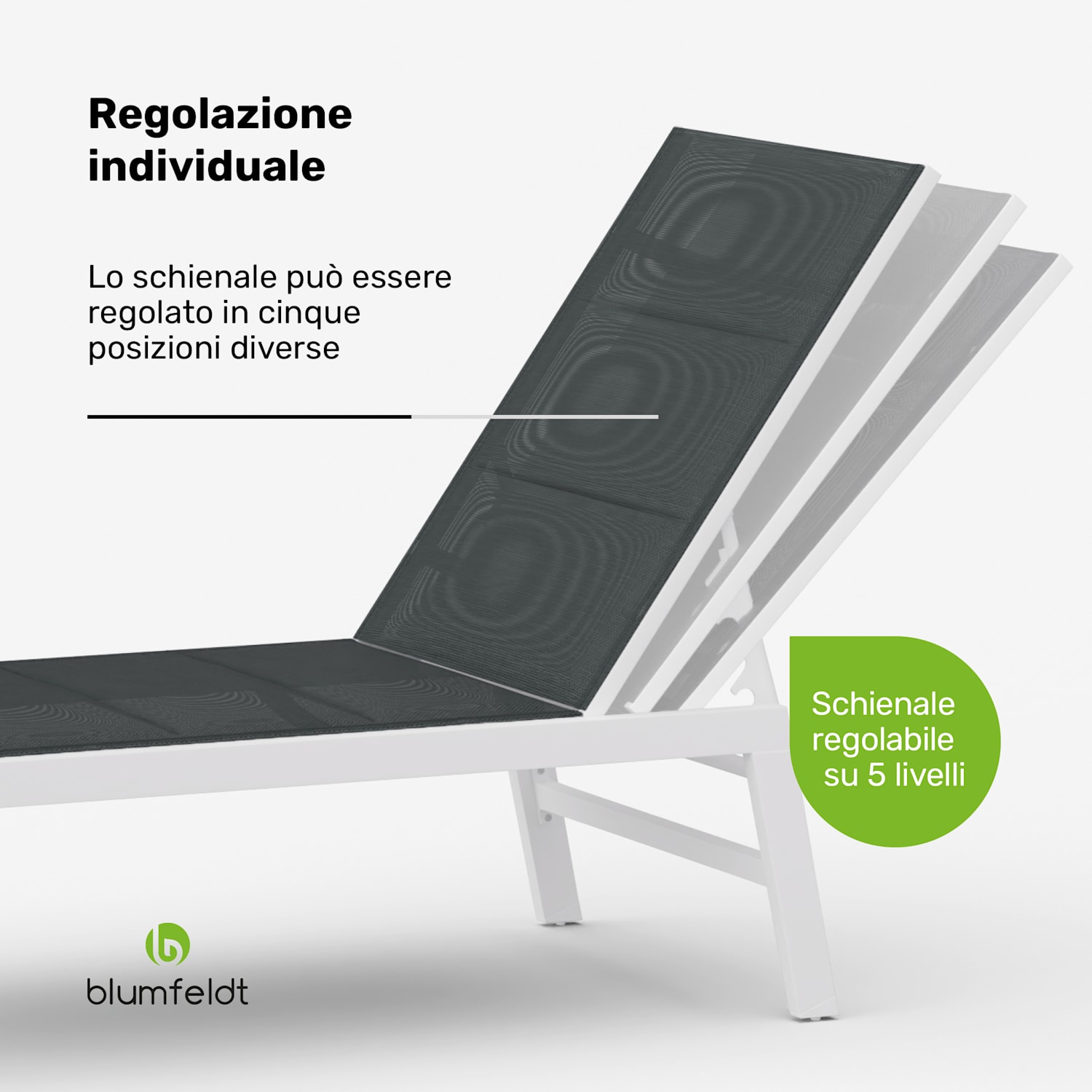 Lounger Renazzo XXL - Sedia a sdraio, capacità di carico di 160 kg, 5 regolazioni, idrorepellente Grigio scuro