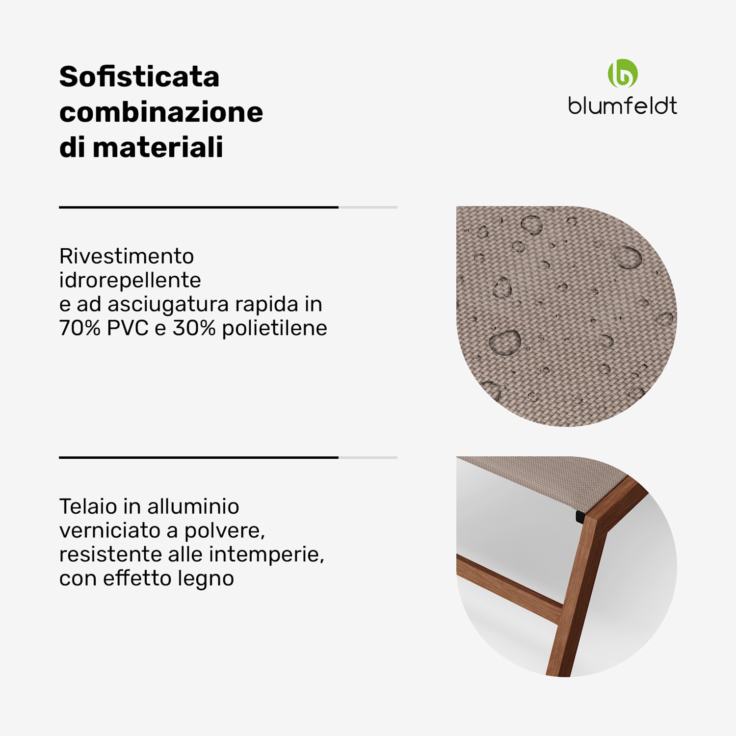 Lounger Renazzo - Sedia a sdraio, capacità di carico di 160 kg, 5 regolazioni, idrorepellente, facile da pulire Beige