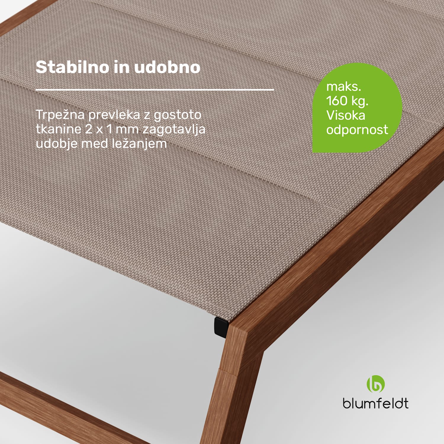 Lounger Renazzo, ležalnik, nosilnost 160 kg, 5-stopenjska nastavitev, vodoodbojen Bež