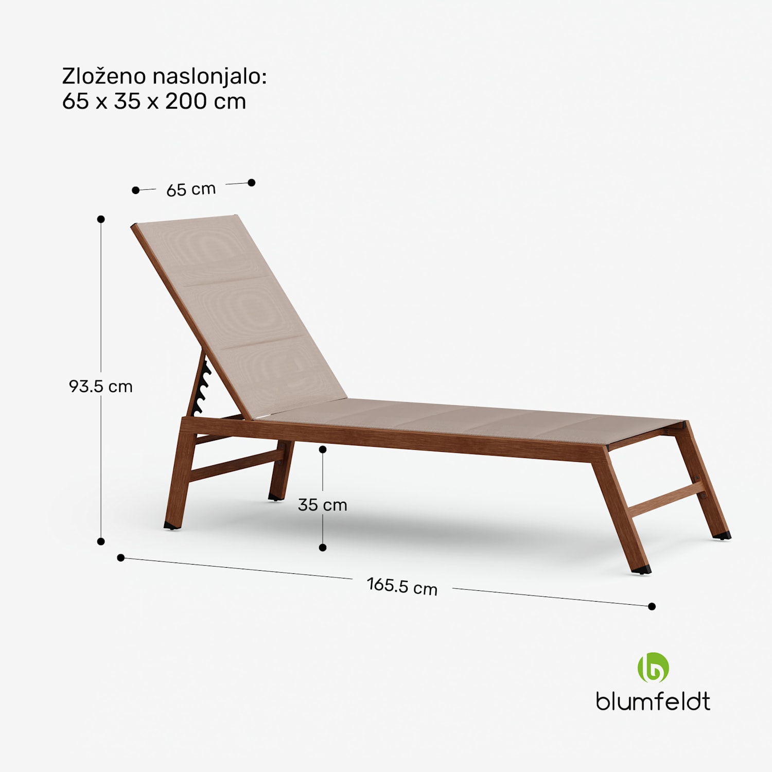 Lounger Renazzo, ležalnik, nosilnost 160 kg, 5-stopenjska nastavitev, vodoodbojen Bež