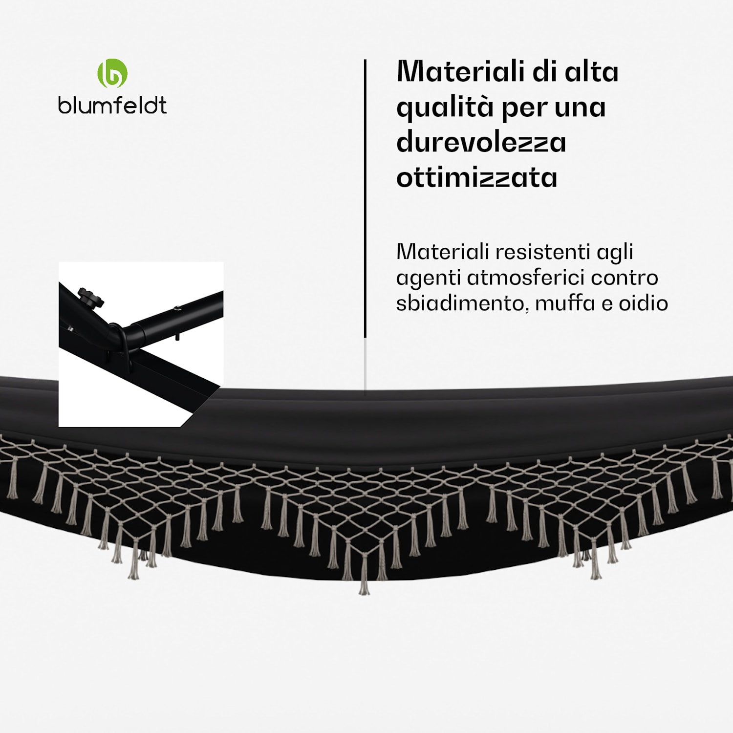 SwayStation Boho - Amaca | 320 x 116 cm | Resistente alle intemperie | Antiruggine 320 cm | Grigio scuro