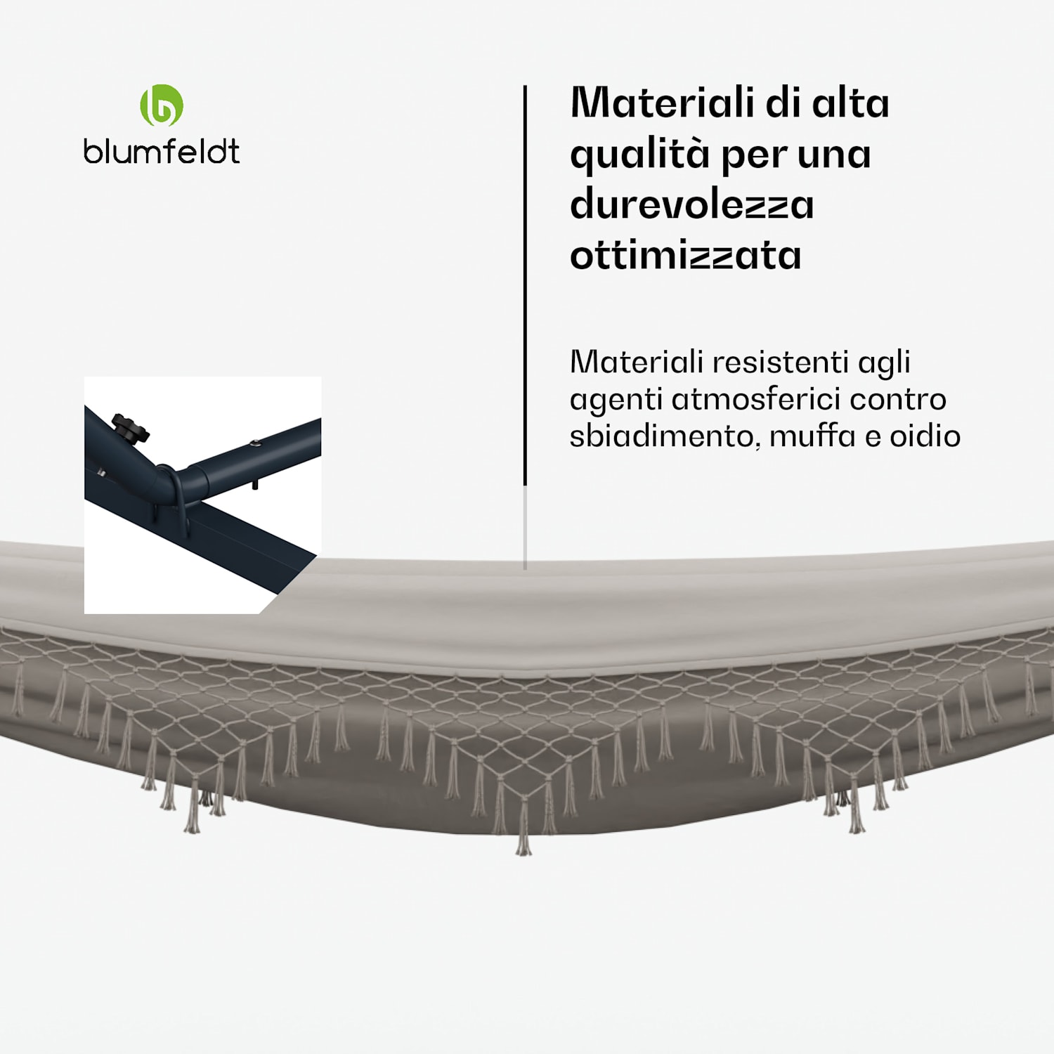 SwayStation Boho - Amaca | 400 x 116 cm | Resistente alle intemperie | Antiruggine 400 cm | Crema