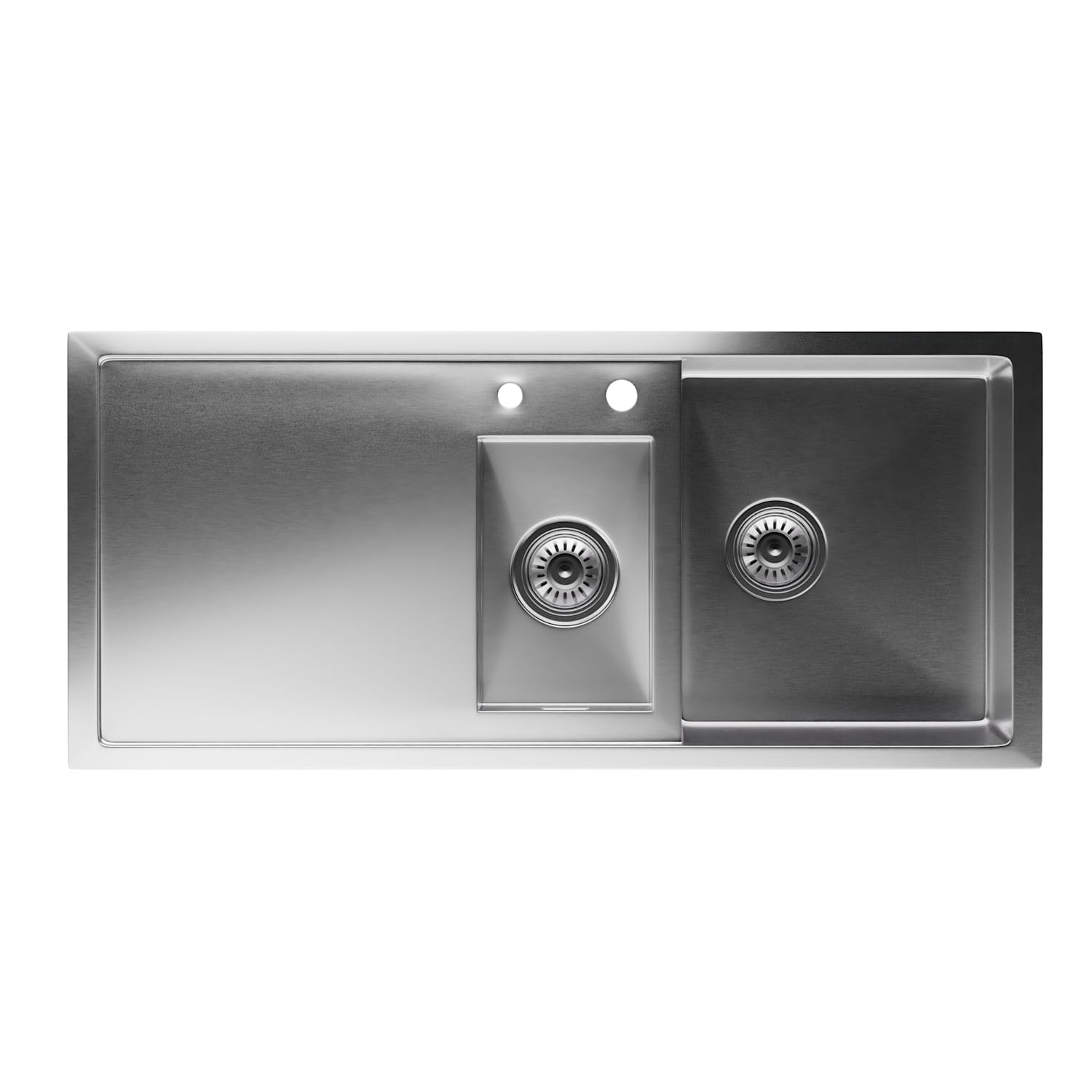 Klarstein TitanSteel kitchen sink 1.5 with draining board dimensions: 100 x 45 cm (LxW) with main and intermediate basins made of stainless steel with a scratch-resistant and heat-resistant surface 100 x 45 cm | Stainless Steel