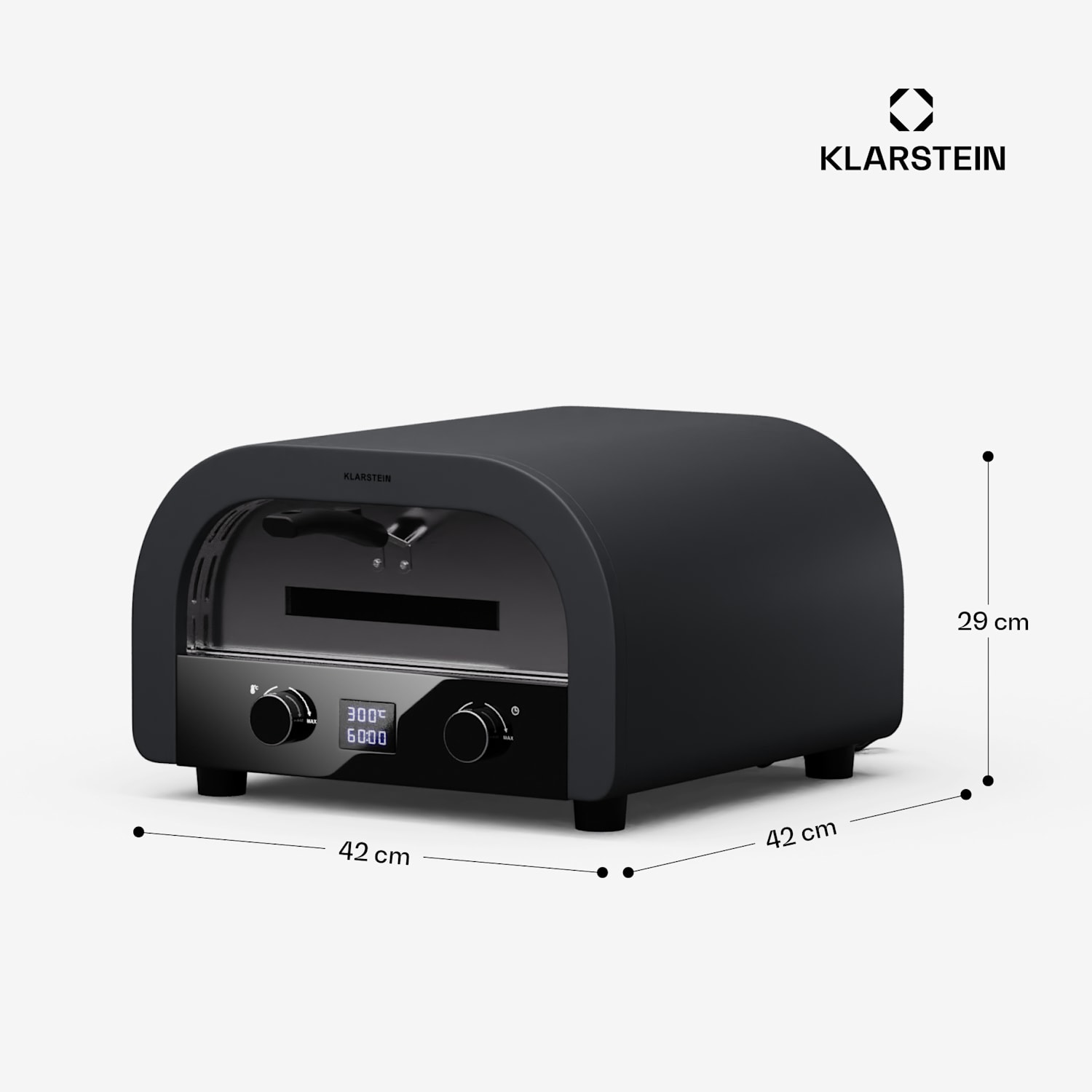 FornoVetro - Forno per la pizza, da interno ed esterno, doppio elemento riscaldante, 2200 W, fino a 550 °C, display digitale, Cool Touch 