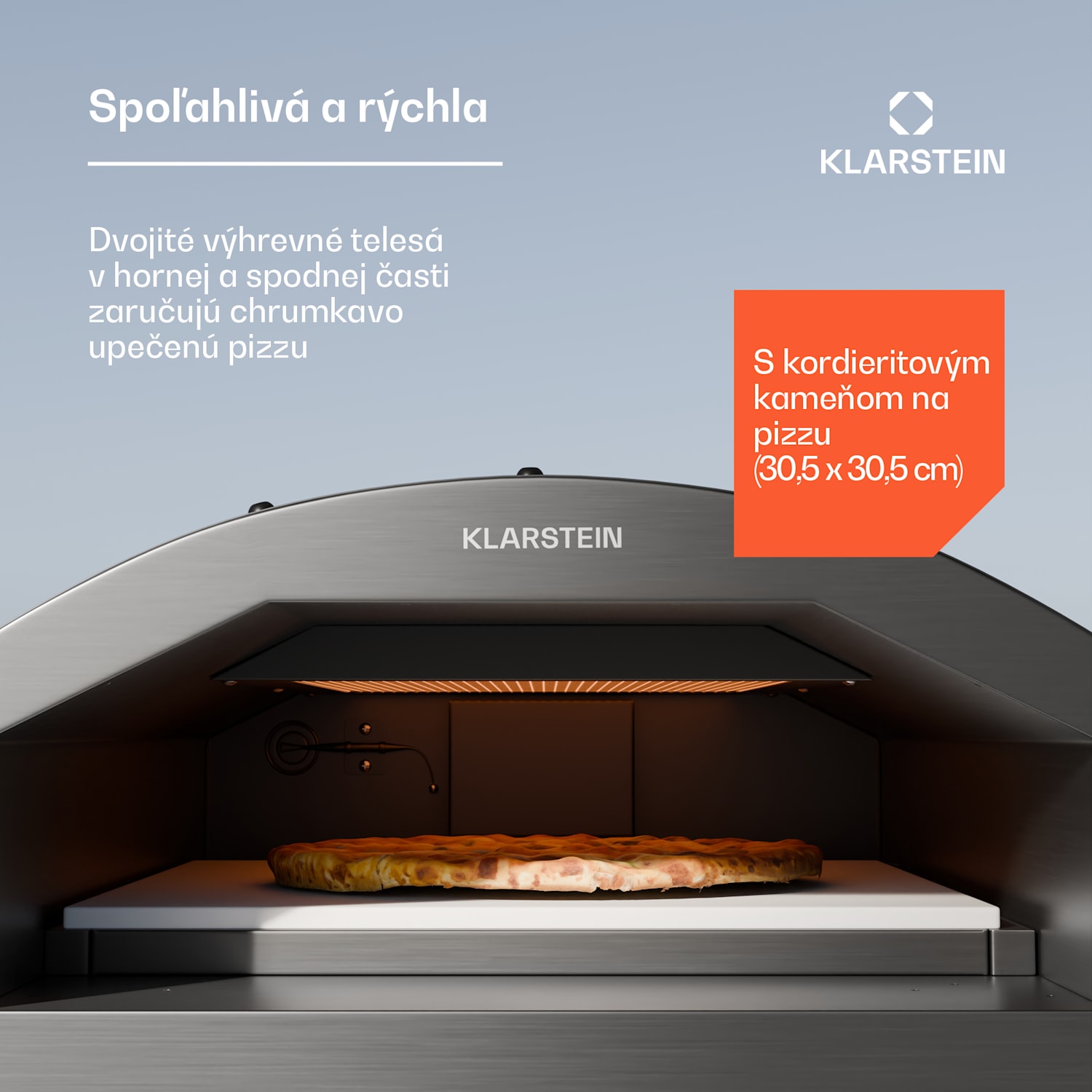 Klarstein LaFiamma Pec na pizzu určená na vonkajšie použitie, Dvojité ohrevné telesá, 2200 W až do 450 °C 