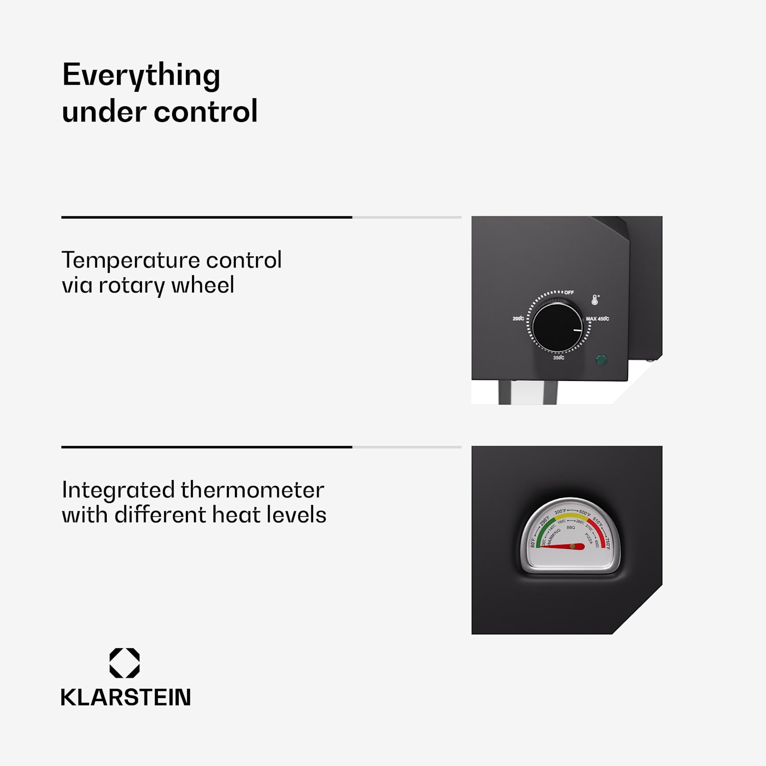 Klarstein LaFiamma pizza oven | for outdoor use | dual heating elements | 2200W power | up to 450°C 