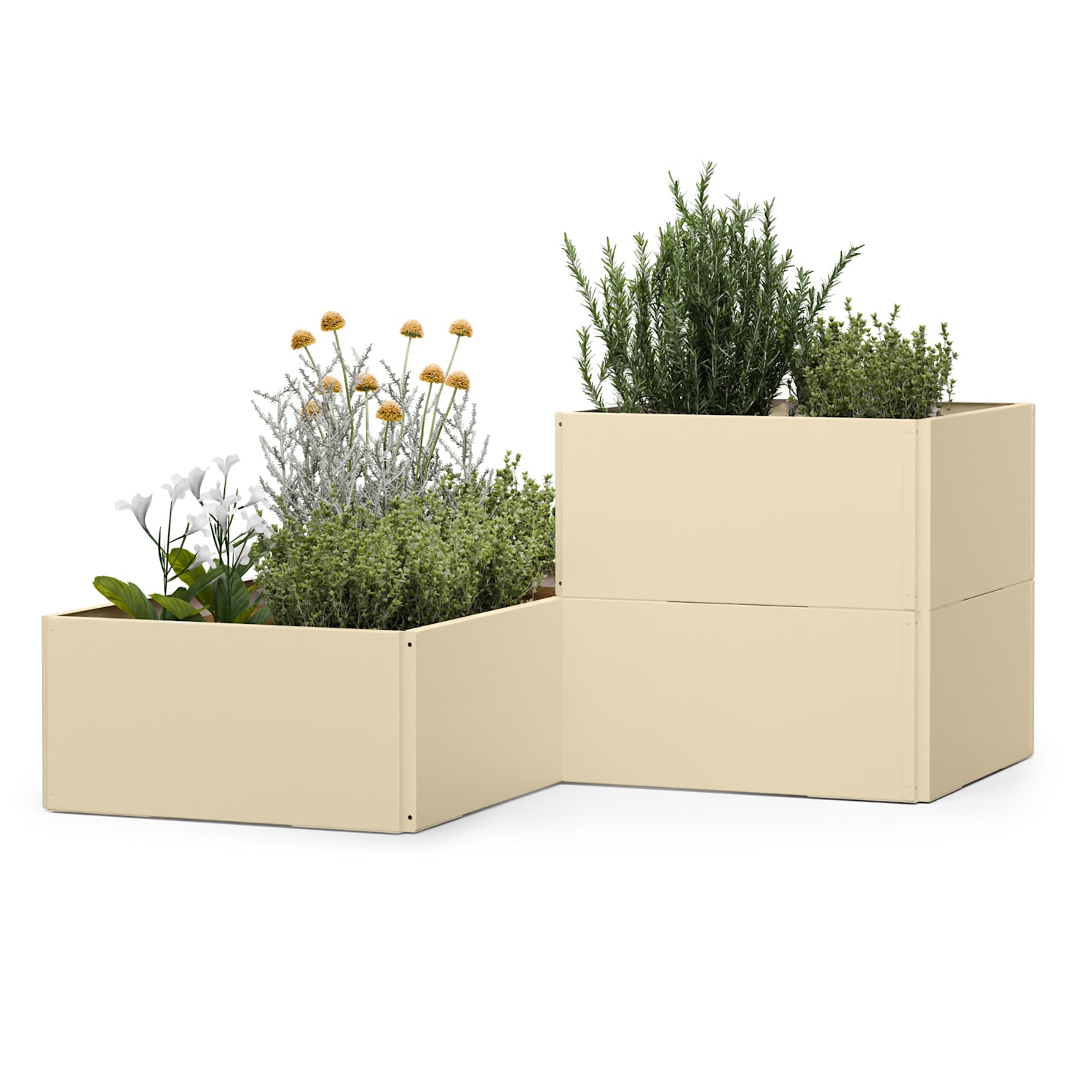 blumfeldt Versagrow potager surélevé avec 12 éléments modulaires pour une forme et une hauteur de travail personnalisées en acier de 1 mm d'épaisseur montage facile résistant à la rouille et au gel pour les légumes, les herbes et les fleurs 12 | Crème Vintage