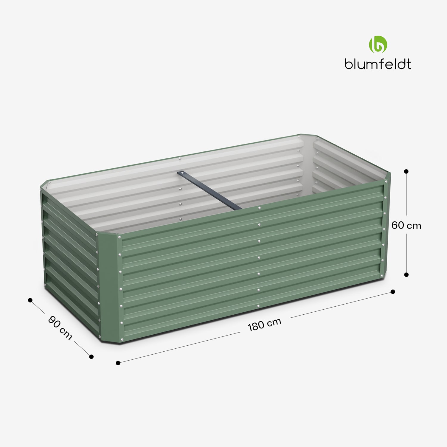 High Grow Straight Hochbeet 180x60x90cm Stahl-Wellblech einfacher Aufbau rost- und frostsicher Dunkles Moosgrün